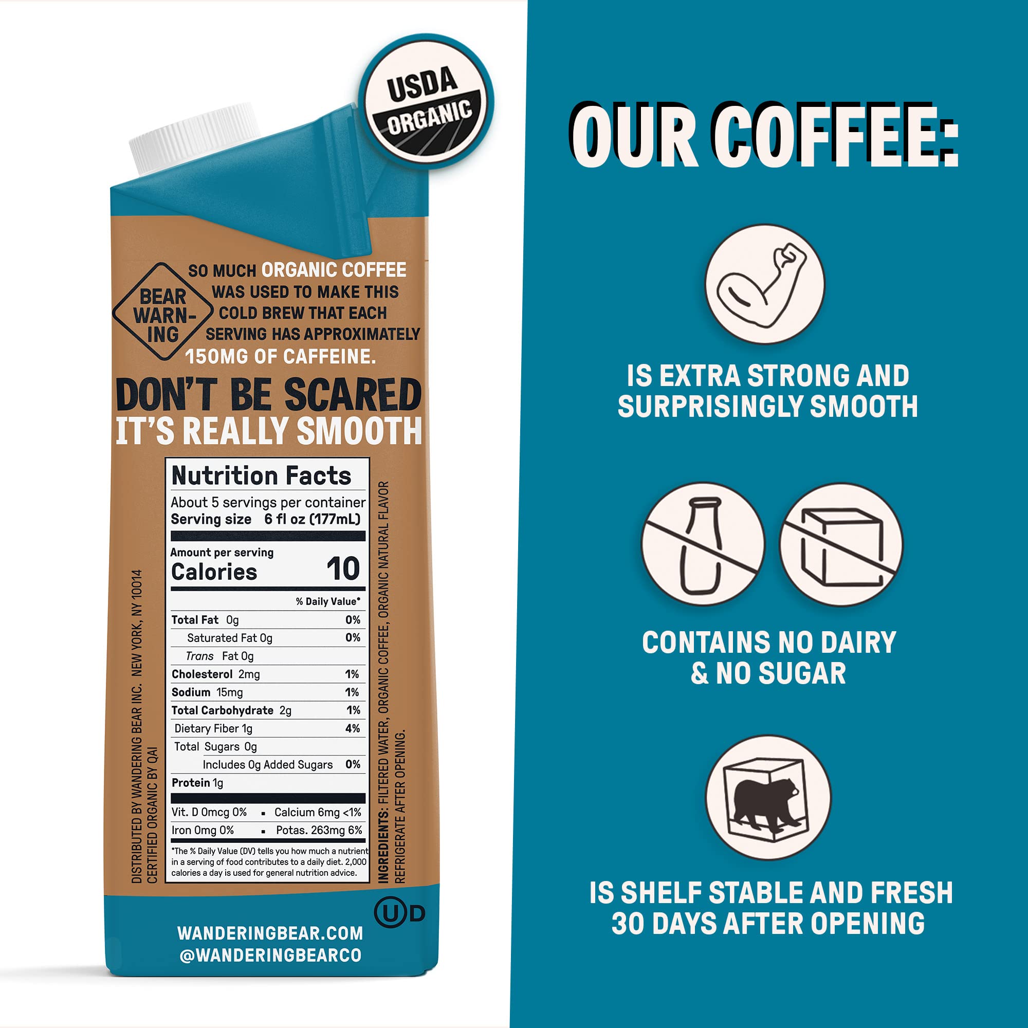 Wandering Bear Coffee Organic Vanilla Cold Brew Coffee, 32 FZ