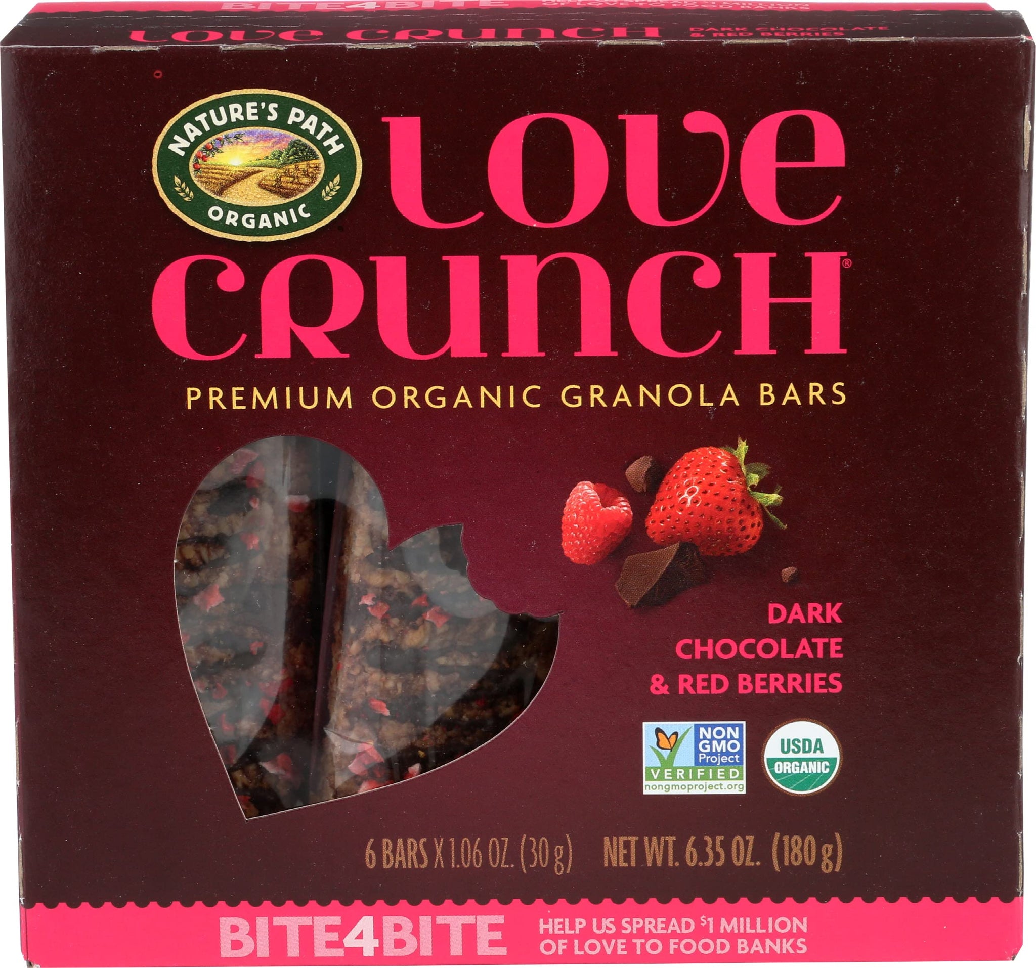 Natures Path bar Love Crunch Chocolate Red, 1.06 oz each, 6 Count (Pack of 1)
