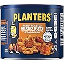 PLANTERS Mixed Nuts Honey Roasted, Party Snacks, Plant-Based Protein, 10 oz Canister (Pack of 6)