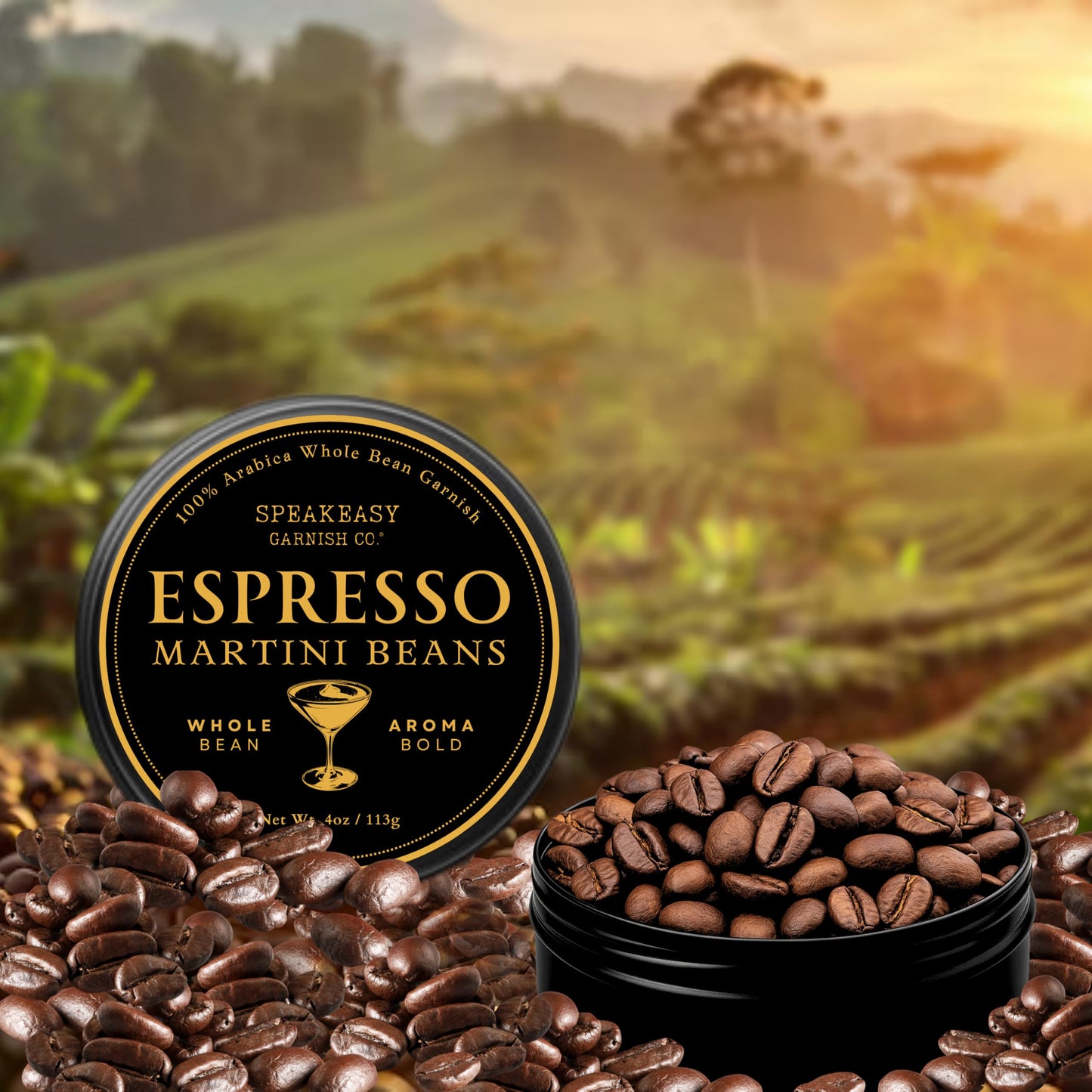 SPECIALTY ESPRESSO MARTINI COFFEE BEANS - 4OZ WHOLE BEAN GARNISH FOR COCKTAILS & MIXOLOGY, PREMIUM BARISTA-QUALITY ESPRESSO MARTINI TOPPING, COFFEE