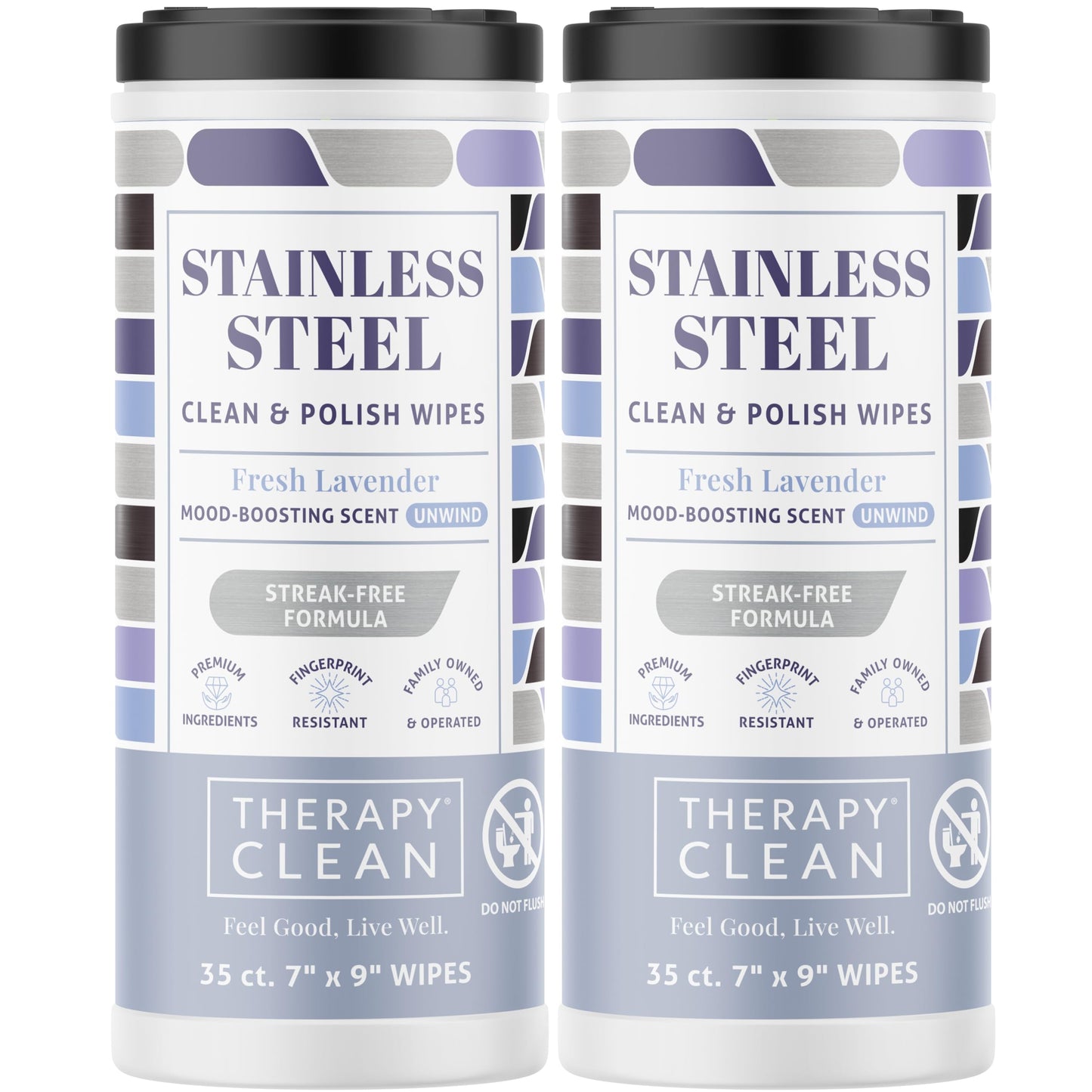 Therapy Stainless Steel Wipes, 30 Count (2 Pack) - Appliance Cleaner for Fridge, Dishwasher, Oven, Stove, Sink, Microwave, and More - Removes Smudges
