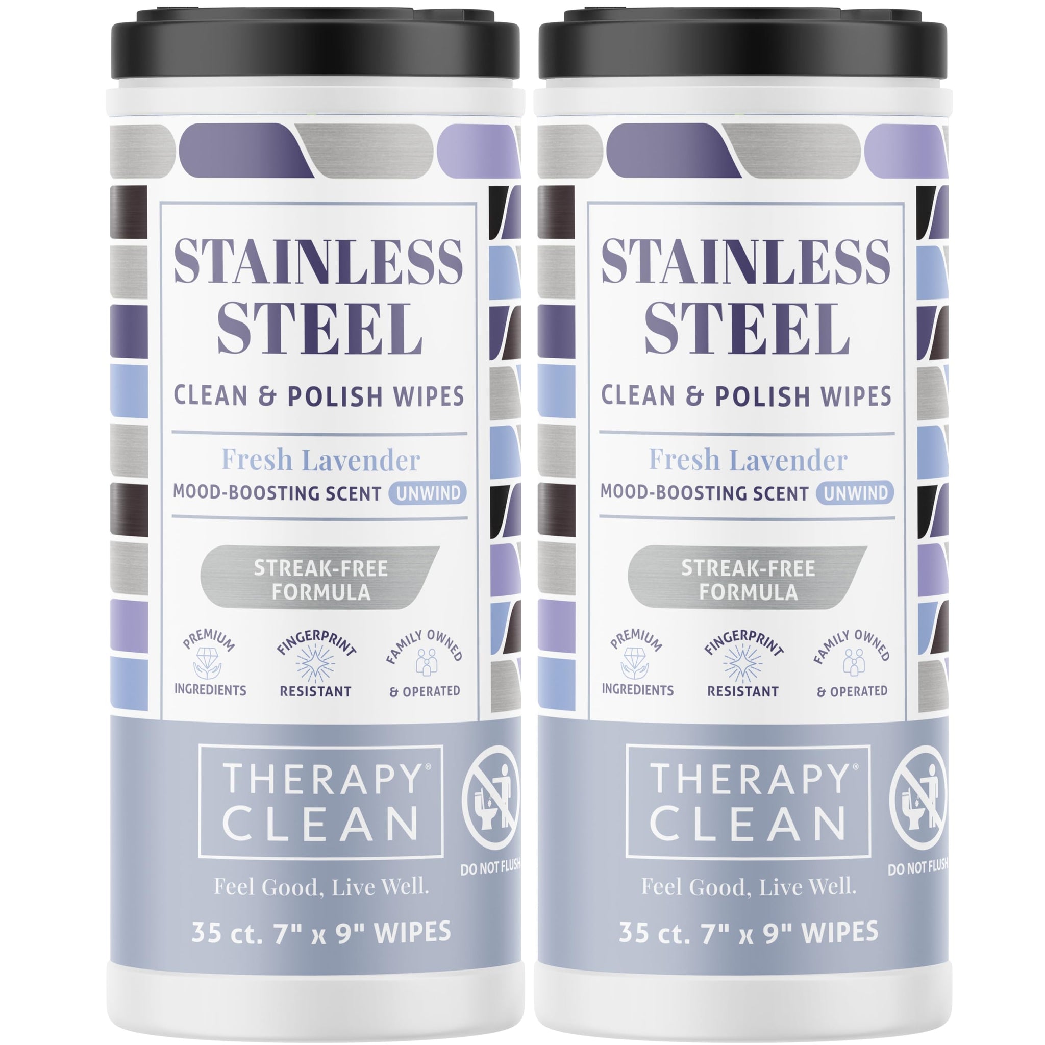 Therapy Stainless Steel Wipes, 30 Count (2 Pack) - Appliance Cleaner for Fridge, Dishwasher, Oven, Stove, Sink, Microwave, and More - Removes Smudges
