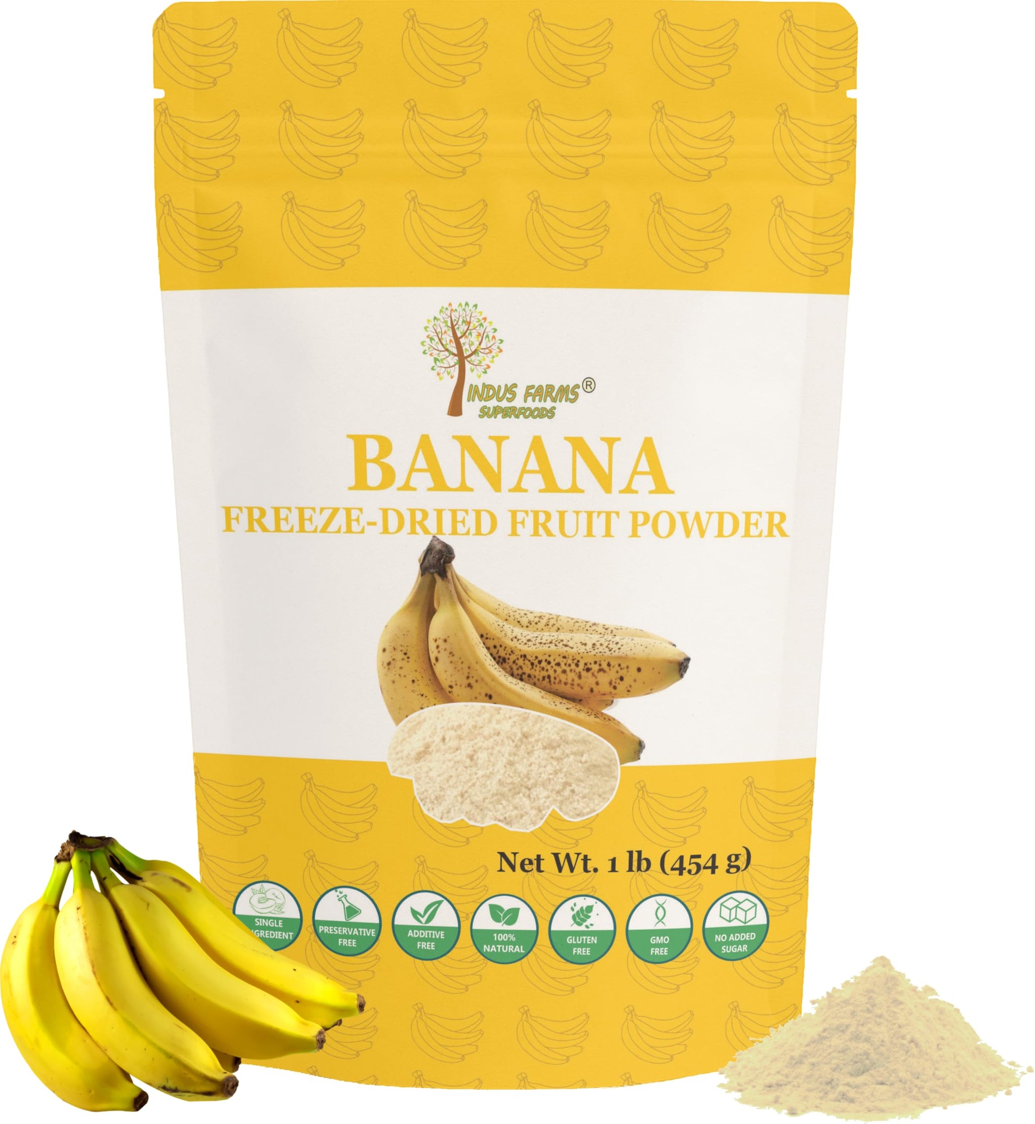 Indus Farms Freeze Dried Banana Fruit Powder | Wholesome Flavor for Smoothies, Baking, Cereals, Frostings, Energy Bars | Natural Sweetener |