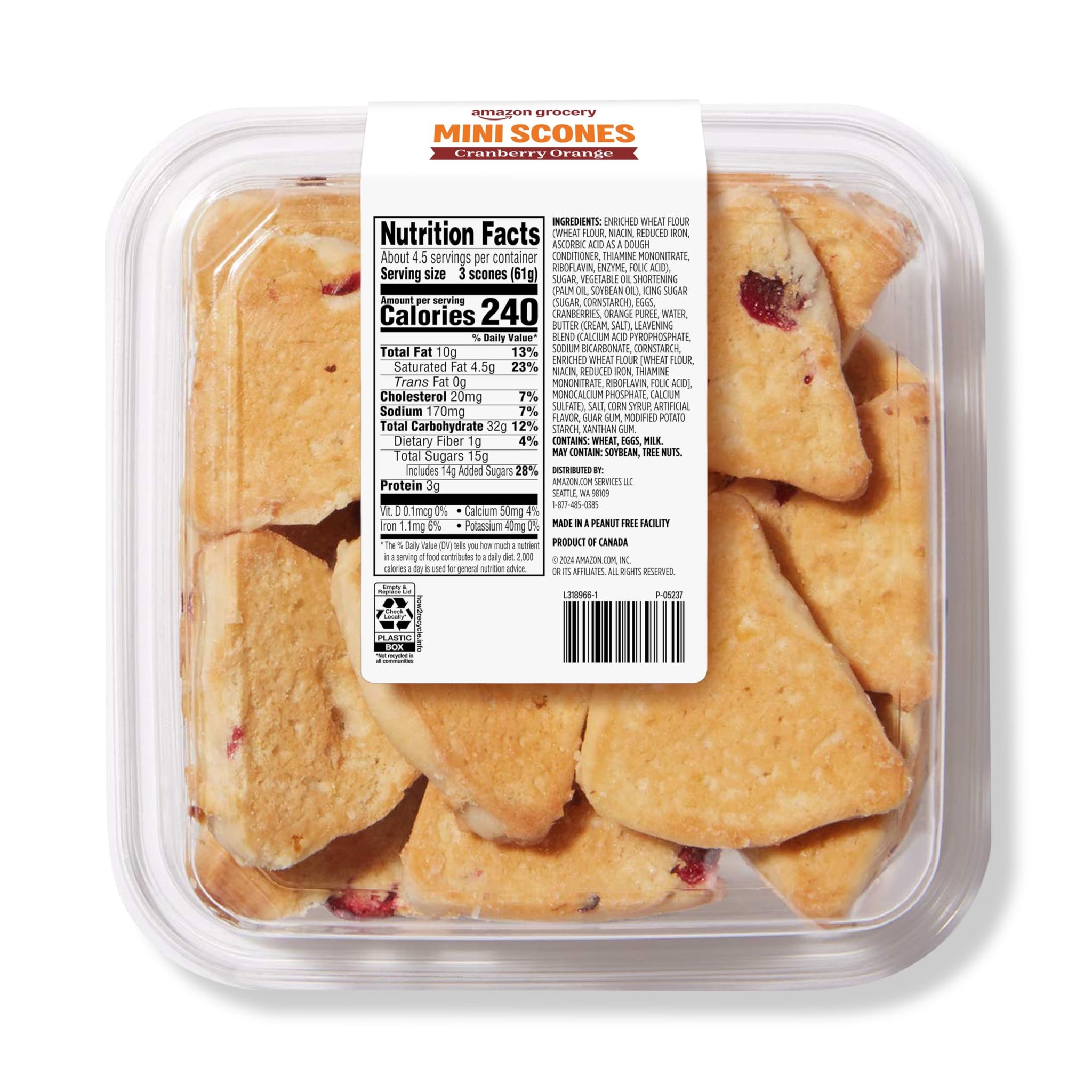 Amazon Grocery, Cranberry Orange Mini Scones, 10 Oz, Frozen