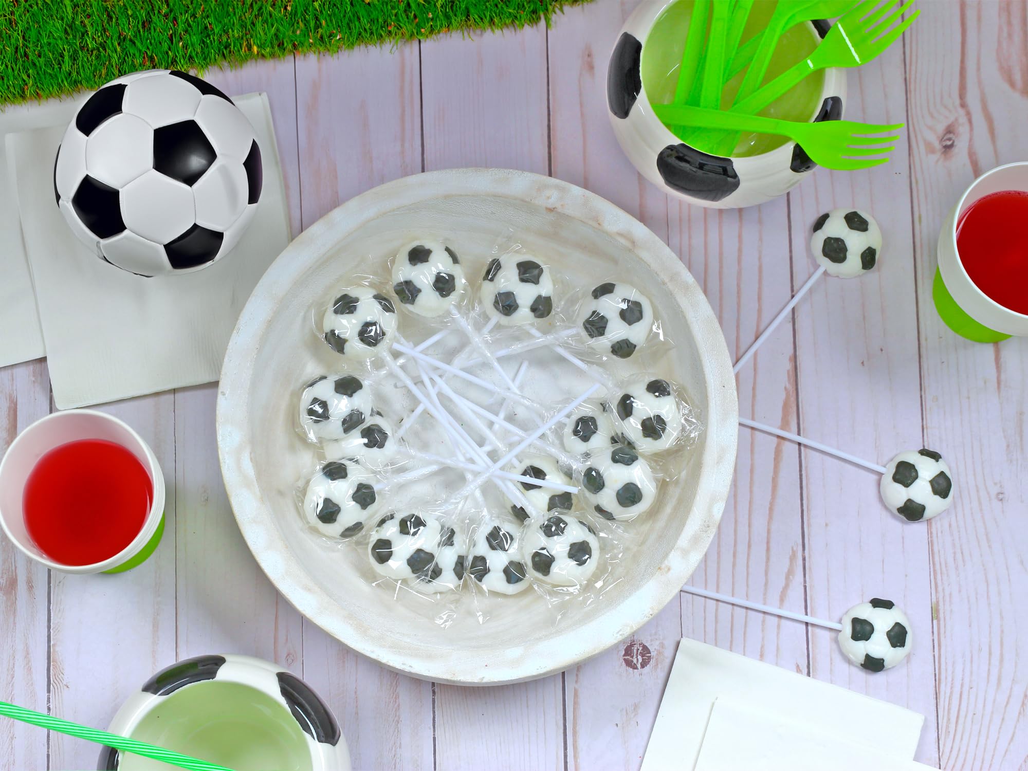 Soccer Candy Lollipops - 18 Count Individually Wrapped Suckers - Great for Soccer Party Favors - Sports Snacks - Soccer Goodie Bags - Soccer Team