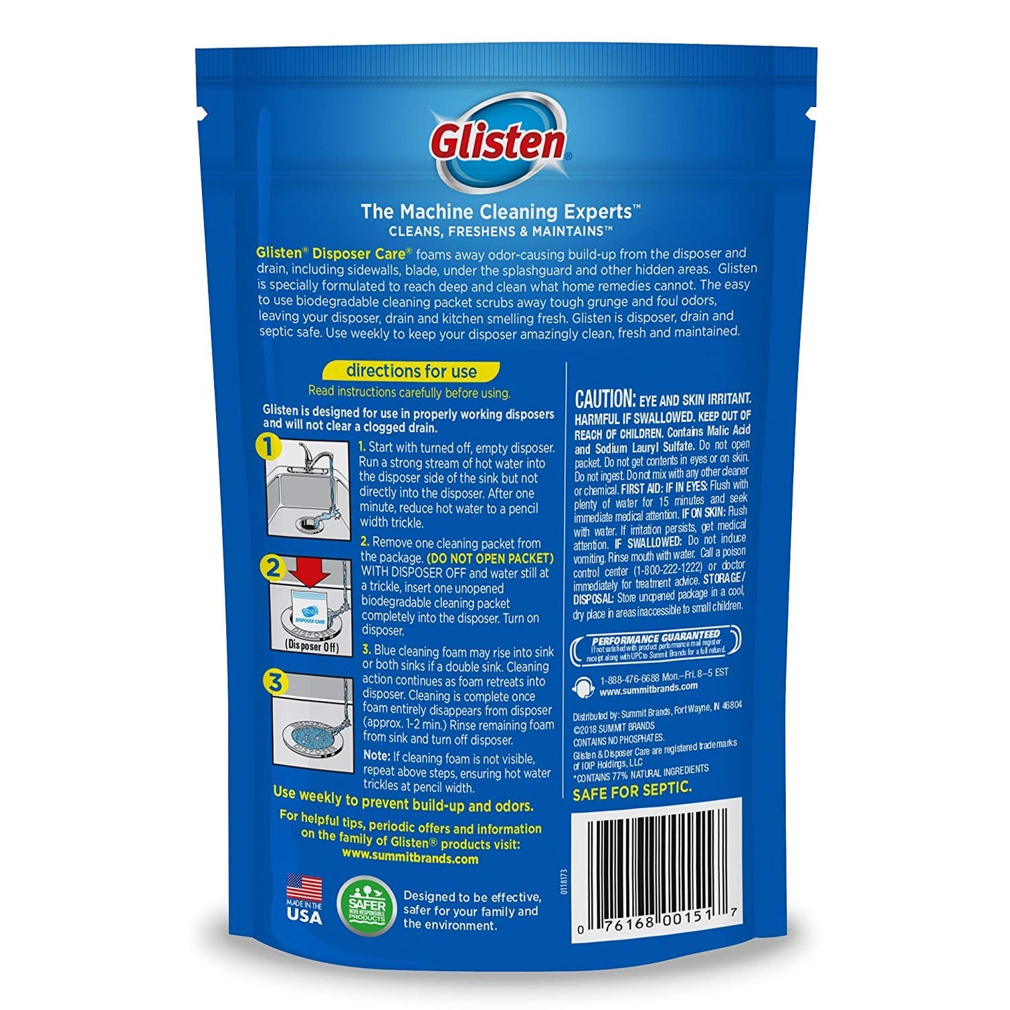 Glisten Garbage Disposer Cleaner, Lemon, 4.9 Oz, 4 Count (Pack of 2)