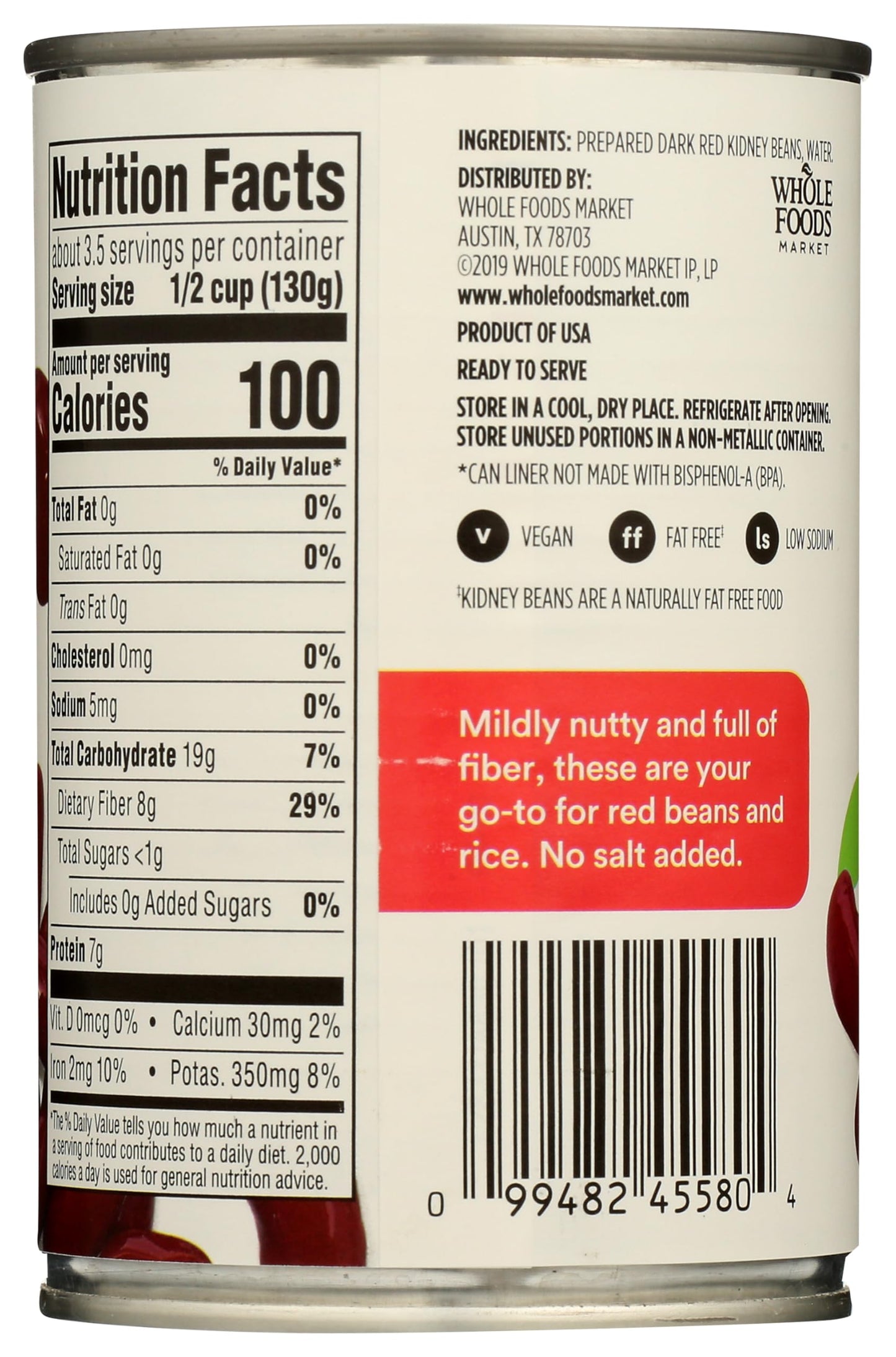 365 by Whole Foods Market, Dark Red Kidney Beans, No Salt Added, 15.5 oz