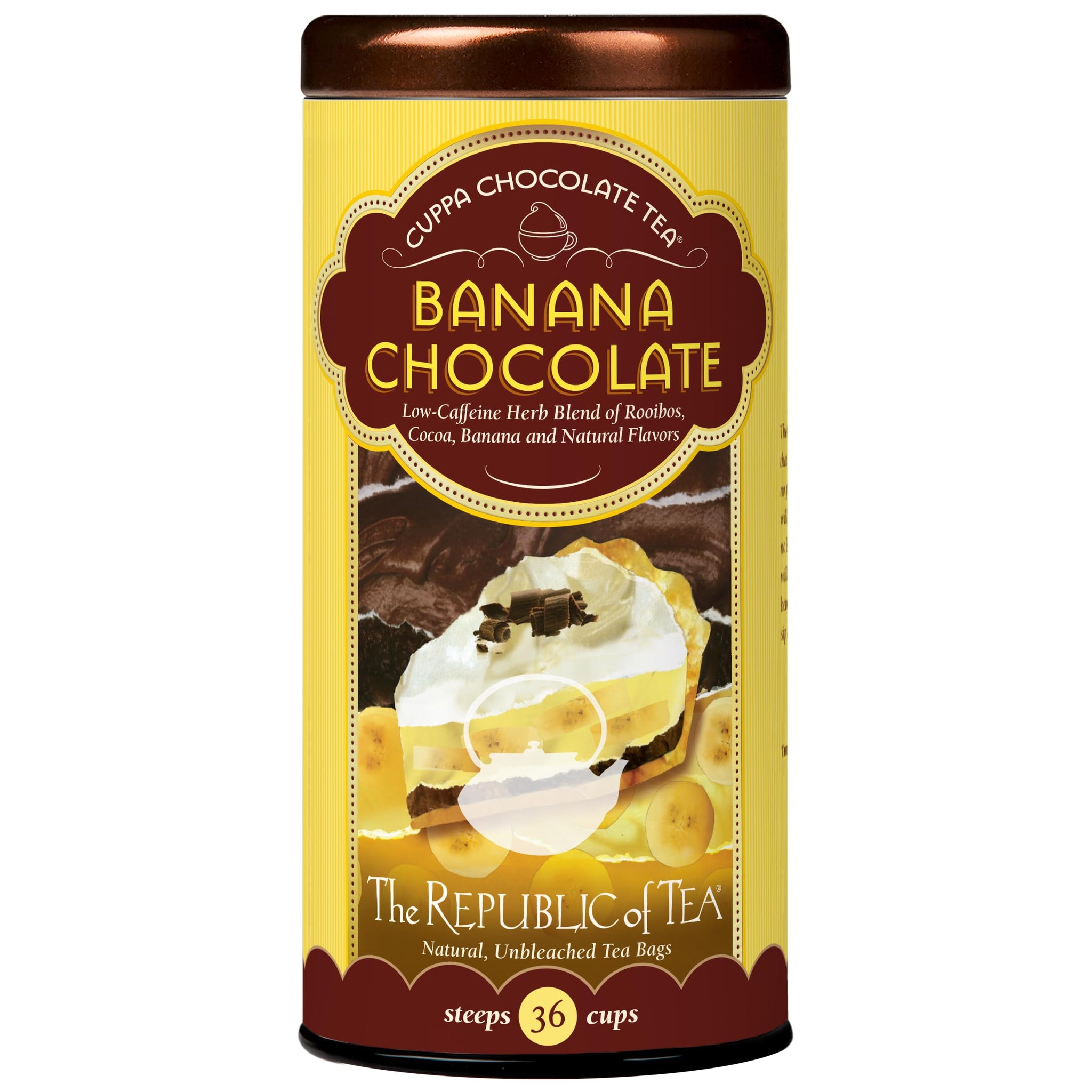 The Republic of Tea - Banana Cuppa Chocolate Tea Bags, Low-Caffeine, 36 Servings