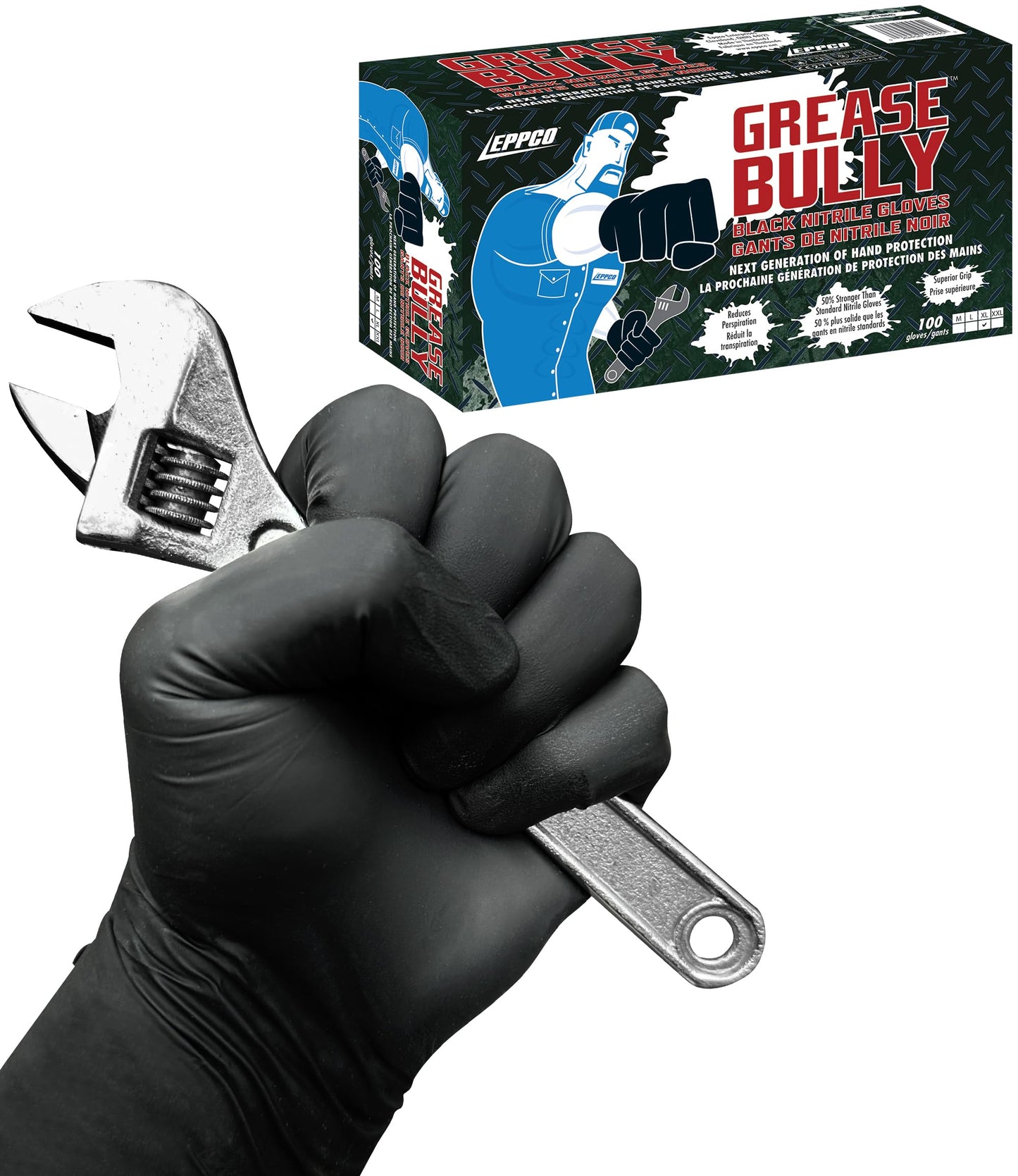 GREASE BULLY 6 mil Black Nitrile Gloves - Large -100ct
