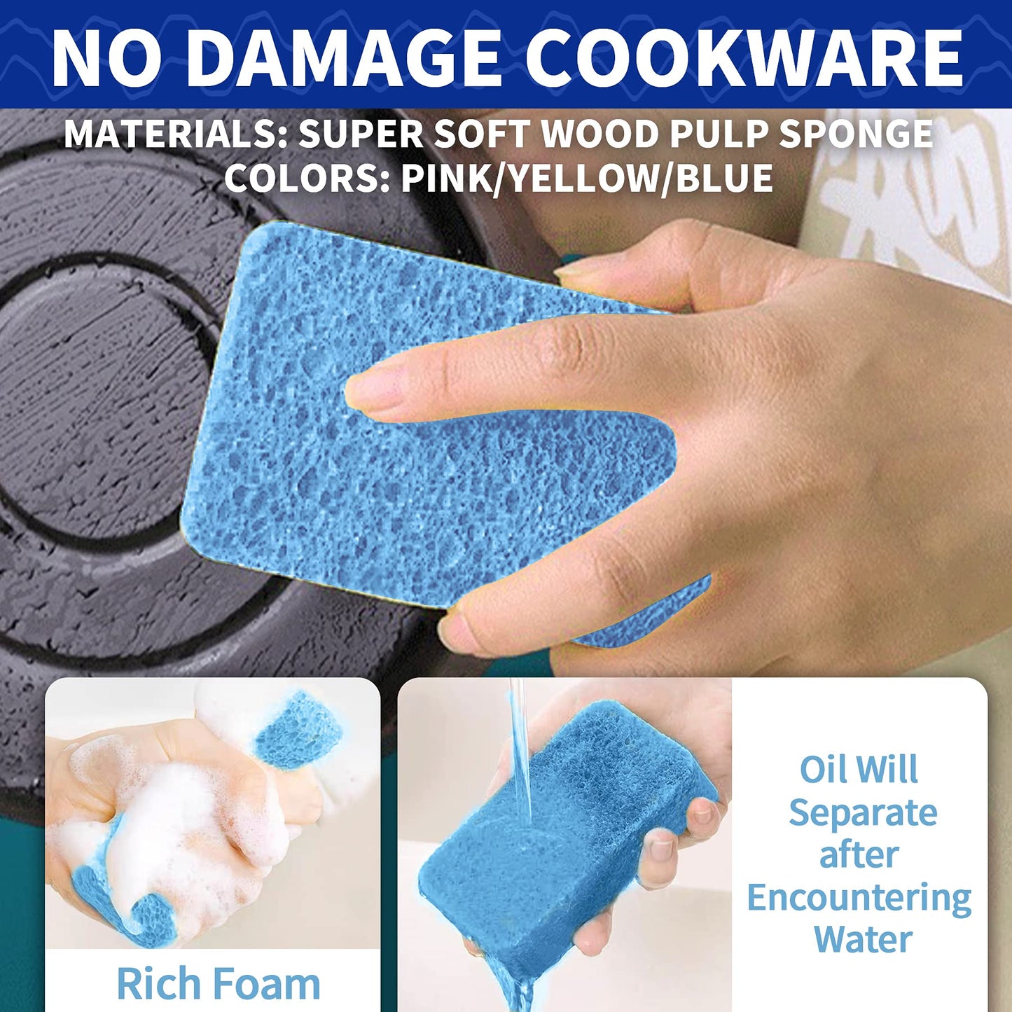CELOX 24 Pack Durable Kitchen Sponges, Natural Wood Pulp Sponges for Dishes, Absorbent Cellulose Sponge Bulk for Cleaning Kitchen, Bathroom, DIY