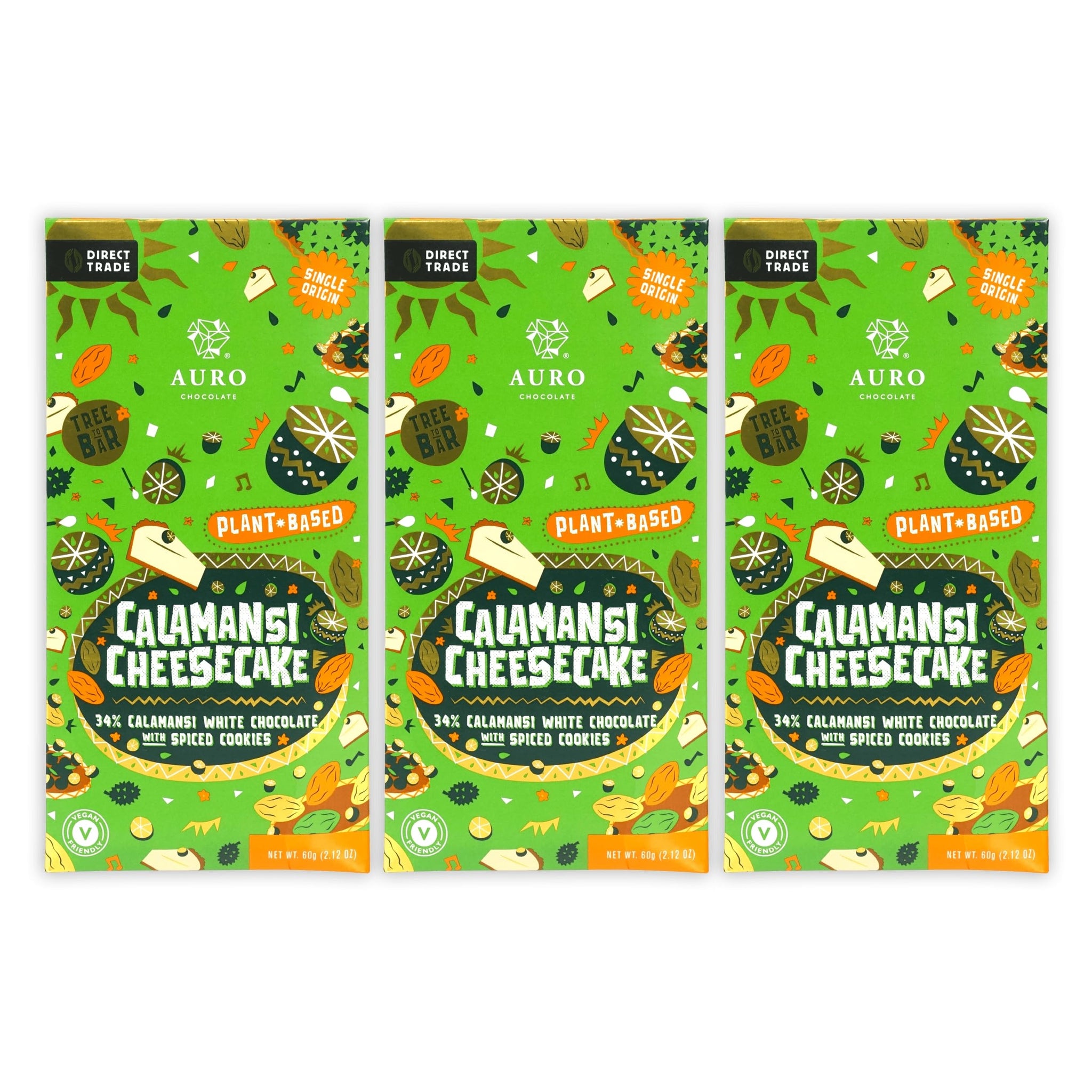 Auro - Fiesta Collection - Filipino Chocolate Bundles (Calamansi Cheesecake 34%, 3 Pack)