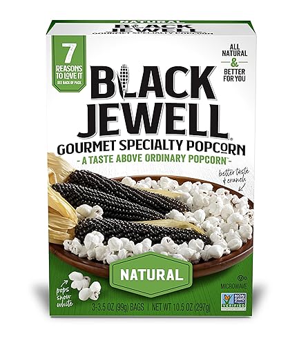 Black Jewell Gourmet Microwave Popcorn, Healthy Popcorn Snack, Natural, 10.5 Ounces (Pack of 1)