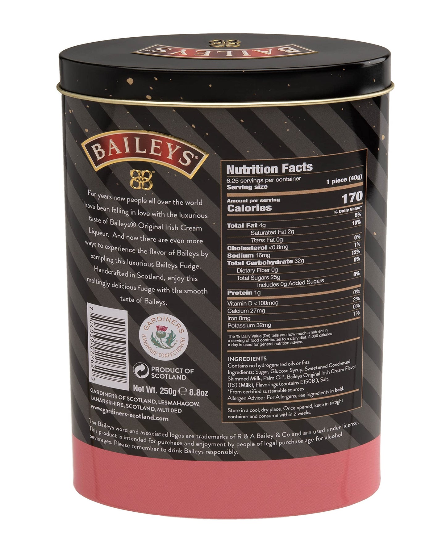 Gardiners of Scotland Handmade Fudge, Baileys Fudge Caramels 8.8 Ounce Tin