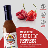 Uncle Keith’s - Chocolate Thunder Gourmet Chili Hot Sauce, Chocolate Trinidad Scorpion Hot Peppers, 1.2 Scoville Units of Super Hot Sauce, Exotic