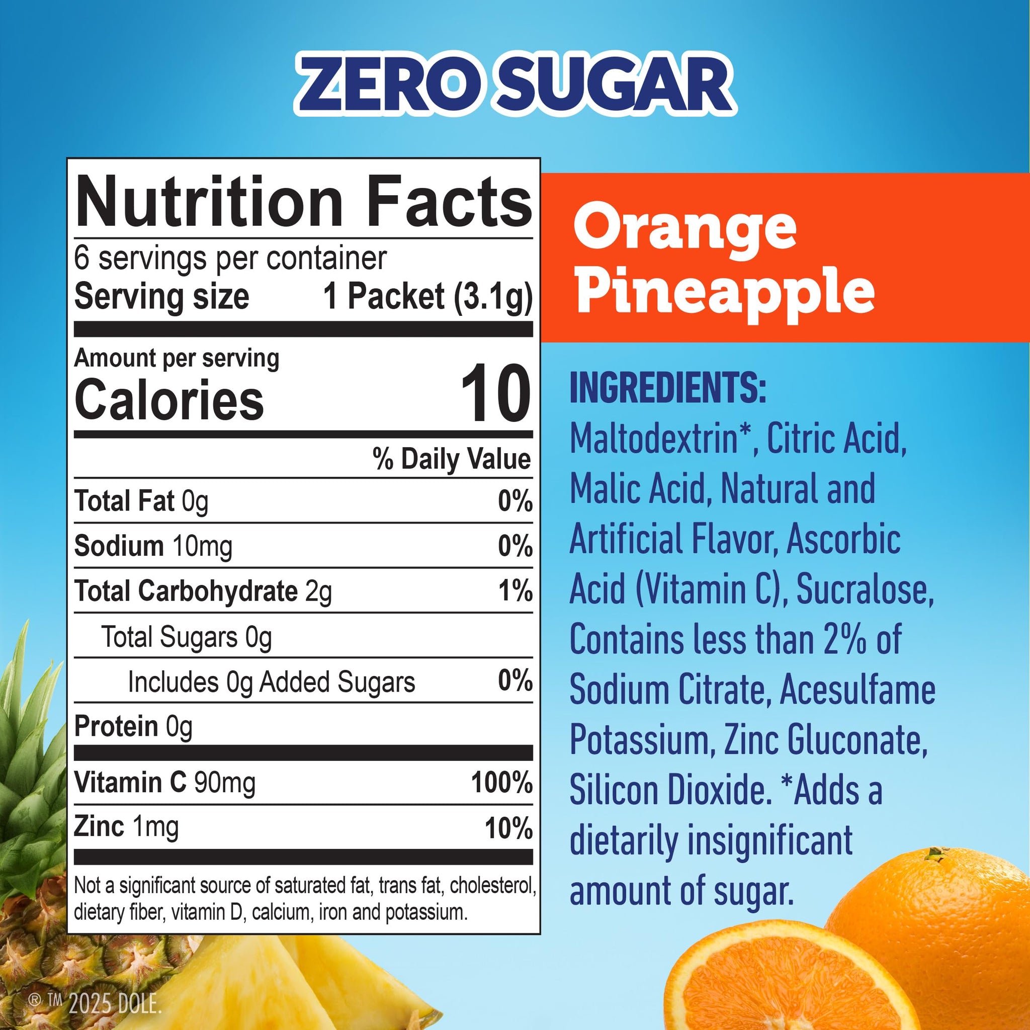 Juicy Mixes Tropical Splash Dole- Powder Drink Mix - Sugar Free & Delicious, Makes 72 Flavored Water Beverages, 72.0 Count
