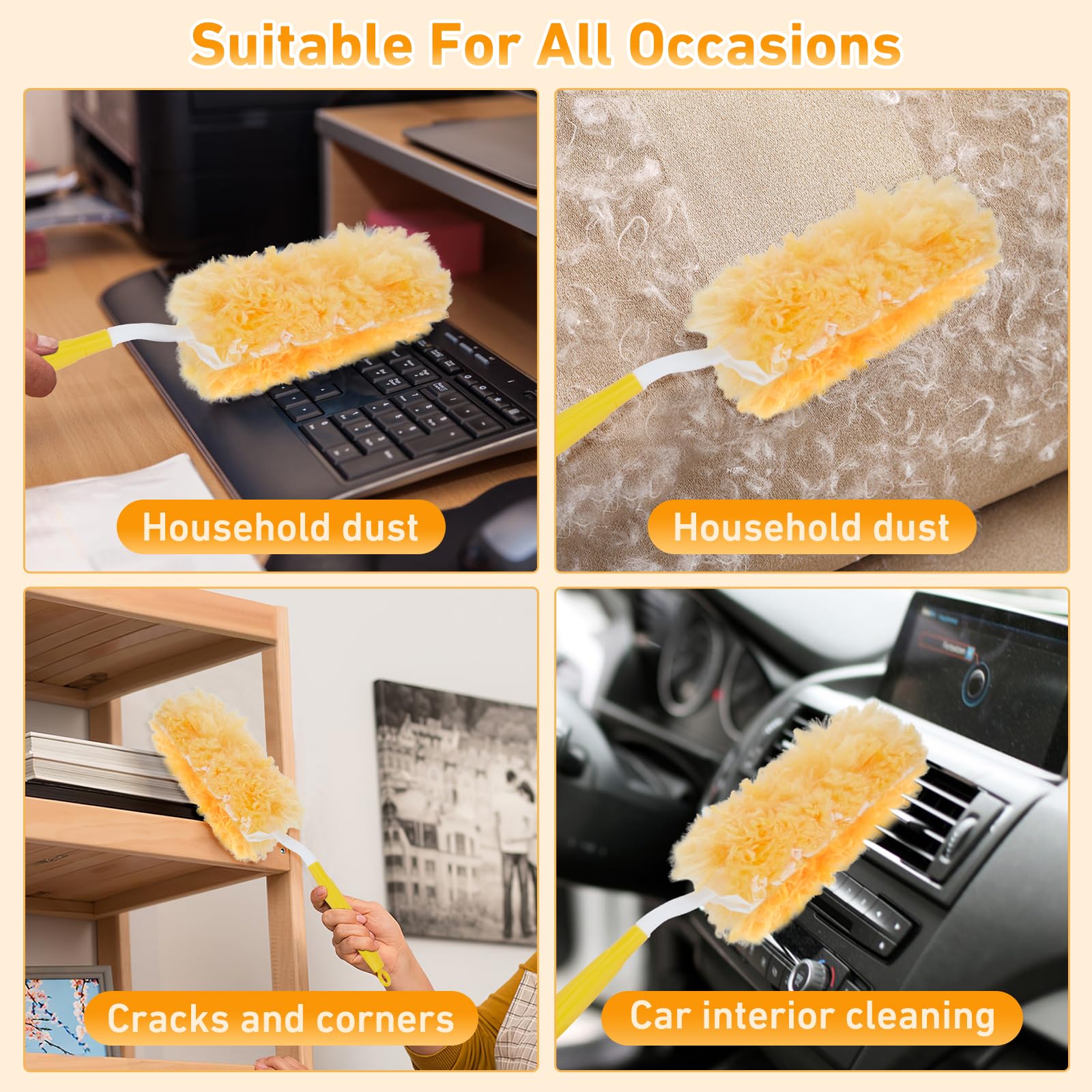 360° Duster Refills Kit for Swiffer Duster, 25 Pack & 1 Handle, Multi-Surface Dusters with 4X Cleaning Power. Efficient Duster Kit for Cleaning Pet