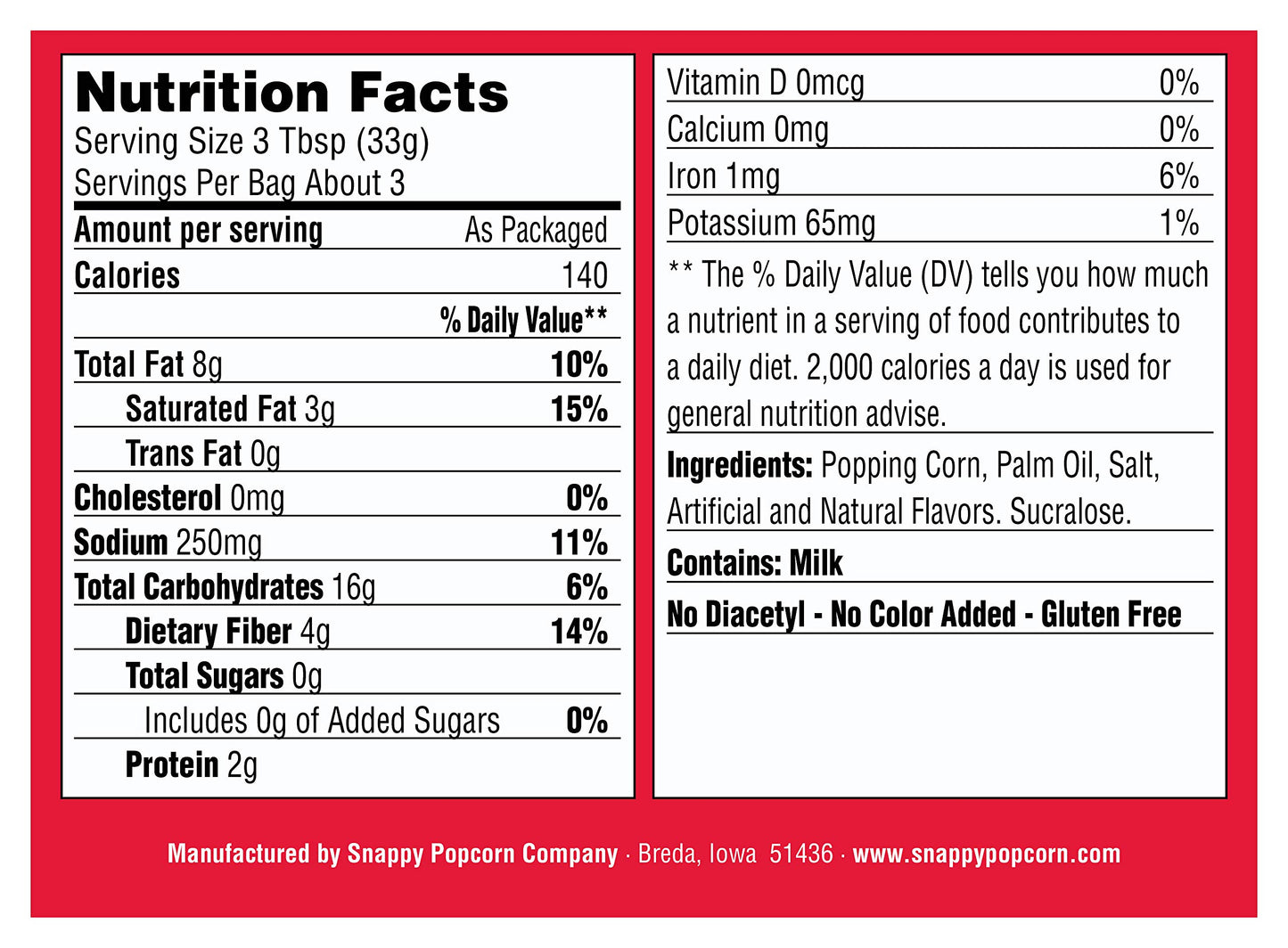 Snappy Kettle Corn Microwave Popcorn, 3.5 oz, 48 Pack