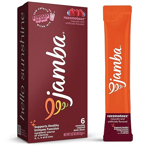 Jamba Singles To Go! razzmatazz smoothie-inspired powdered drink mix packets, 6-Count, aspartame free, just add water