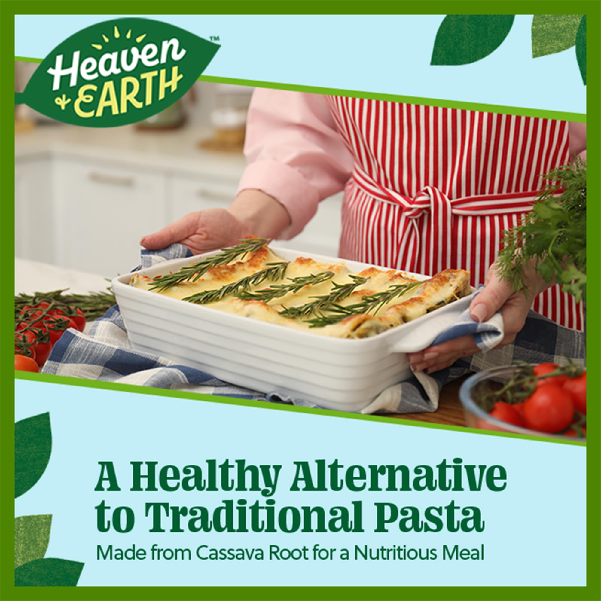 Heaven & Earth Grain Free Pasta, Cassava Lasagna Pasta, 8oz (2 Pack) | Paleo Pasta | Vegan | Certified Gluten Free | Kosher for Passover