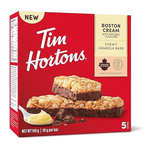 Tim Hortons Boston Cream Granola Bars, Peanut Free, 5 Count, 150g/5.25 oz. Box