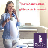 Mommee Coffee Half Caf Low Acid Whole Organic Coffee Beans - 100% Arabica Organic Half Caff Coffee Beans with Smooth Caramel Flavor - Natural Process
