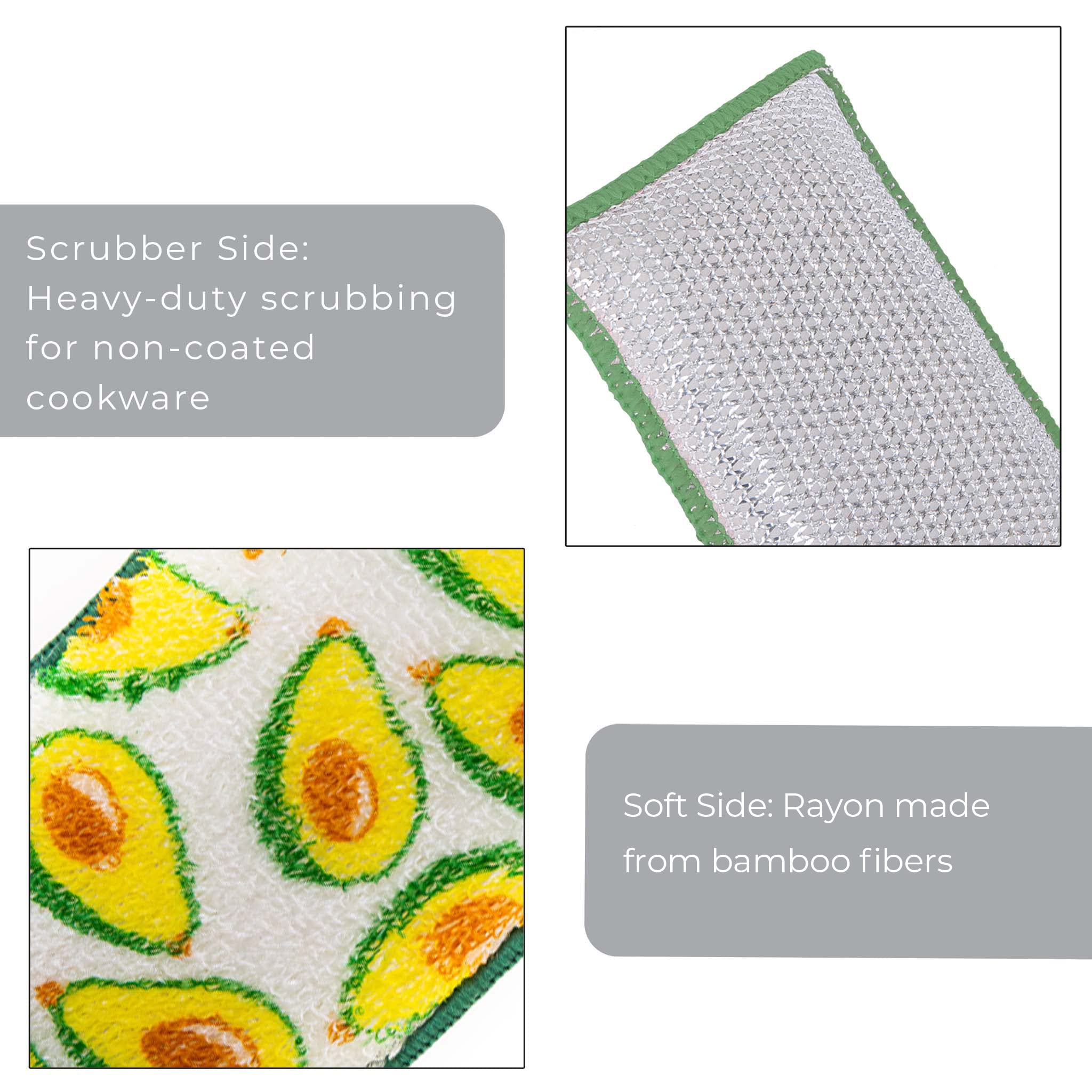 Smart Design Heavy Duty Scrub Sponge with Bamboo Odorless Rayon Fiber - Set of 9 - Ultra Absorbent - Soft & Metallic Scrub - Cleaning Dishes & Hard