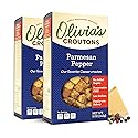 Olivia's Croutons Parmesan Pepper Croutons for Caesar Salad & Soup Topping - Real Parmesan Cheese, Garlic & Virgin Olive Oil - 5 Ounce (Pack of 2)