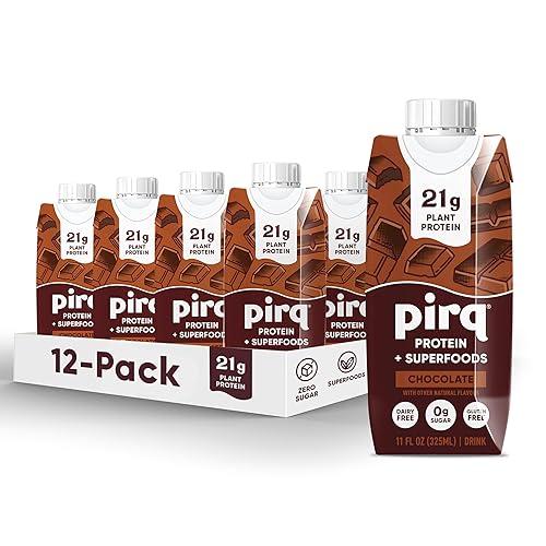 Pirq, 21g Dairy Free Protein Shake, 25 Superfoods, 0g Sugar, Plant-Based Protein Drink, Gluten-Free, Vegan, Kosher, Keto, Low Carb, Low Calorie (12