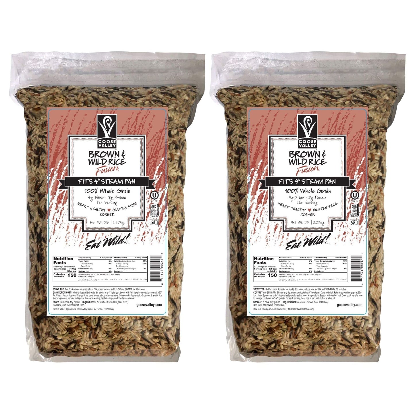 Goose Valley Brown and Wild Rice Fusion - Family Blend 5 lbs Pack of 2 - Variety of Vegan Friendly and Gluten-Free Rice