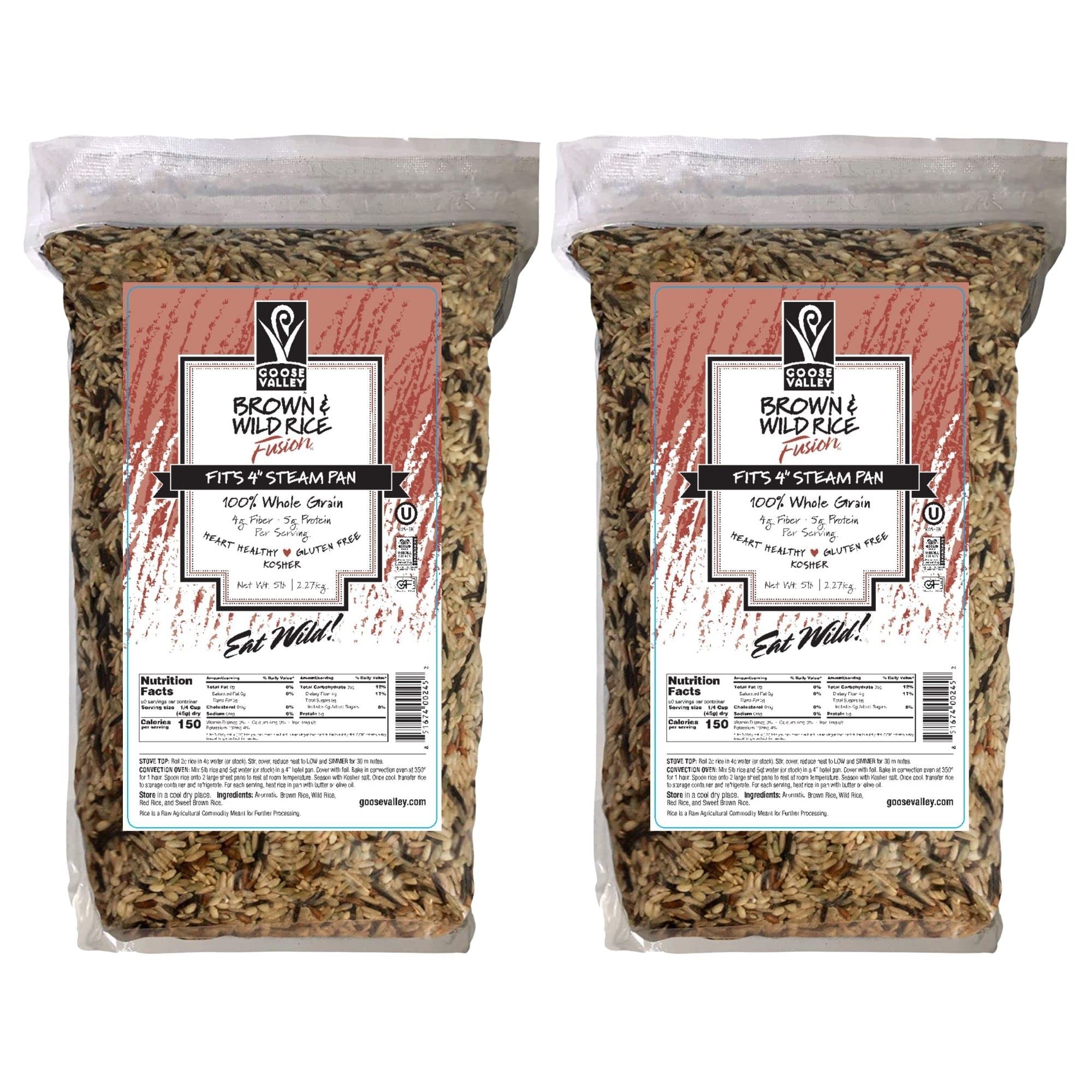 Goose Valley Brown and Wild Rice Fusion - Family Blend 5 lbs Pack of 2 - Variety of Vegan Friendly and Gluten-Free Rice