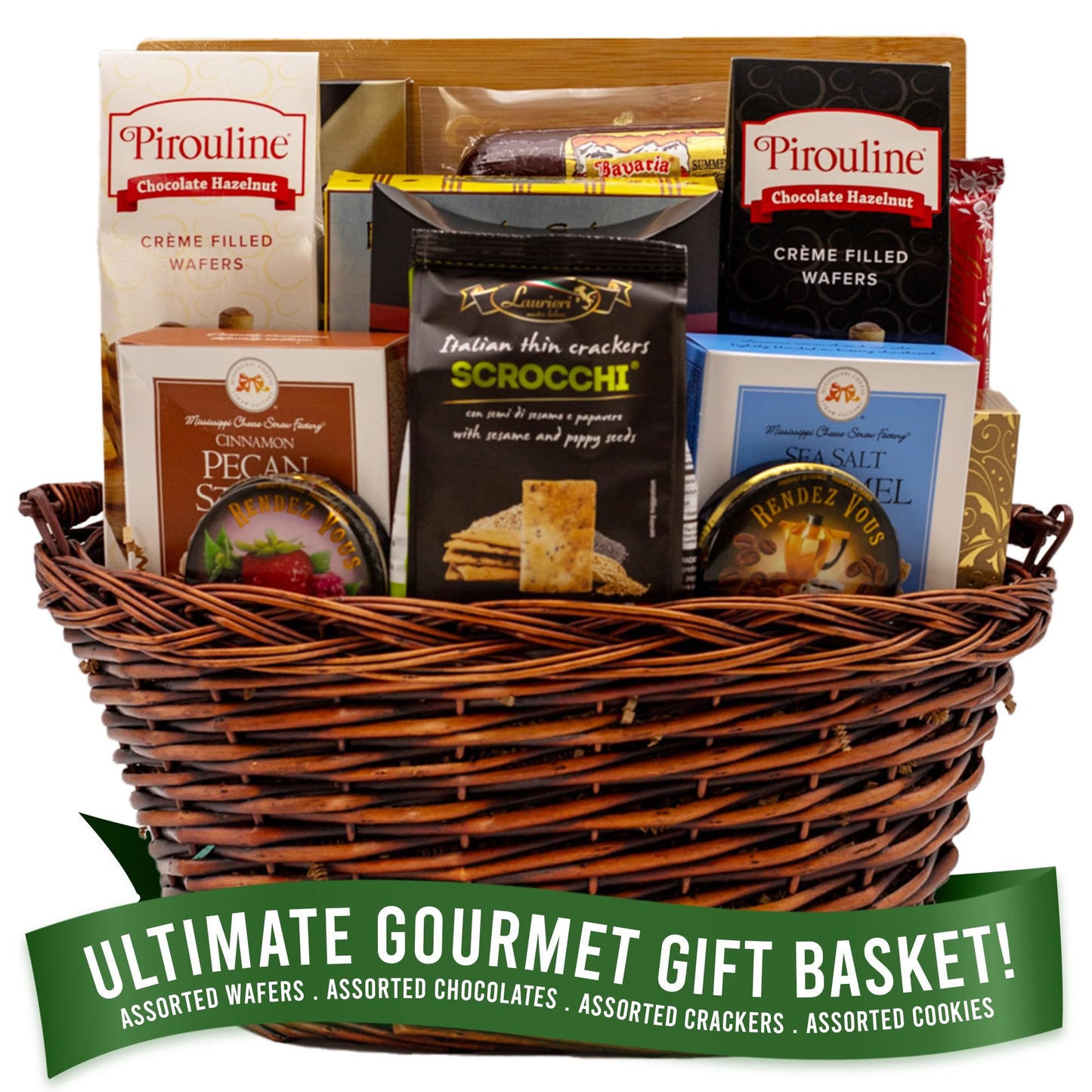 Gift Basket Village - The Ultimate Gourmet Gift Basket - Premium Gourmet Food Gift Basket with Crackers, Cookies, Wafers, Chocolate - Ideal Gift