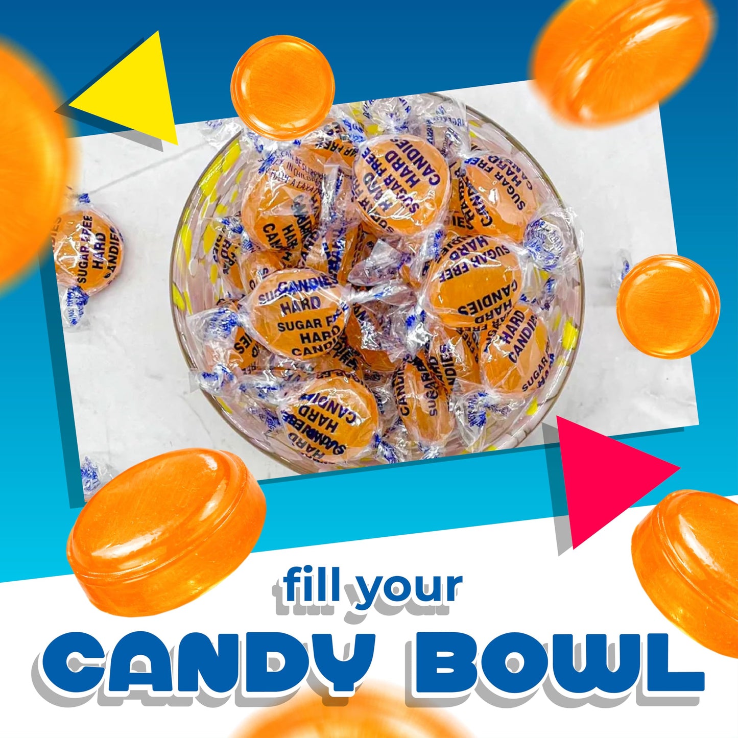 Sugar Free Butterscotch Hard Candy | 1 Lb Bag - Approx. 75 Pieces | Sugarless Candy Individually Wrapped | Old Fashioned Candies for Office Bowls