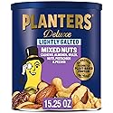 PLANTERS Deluxe Mixed Nuts, Cashews, Almonds, Brazil Nuts Mix, Pistachios, Pecans, Lightly Salted, Snacks for Adults and Kids, Party Snack, 15.25oz