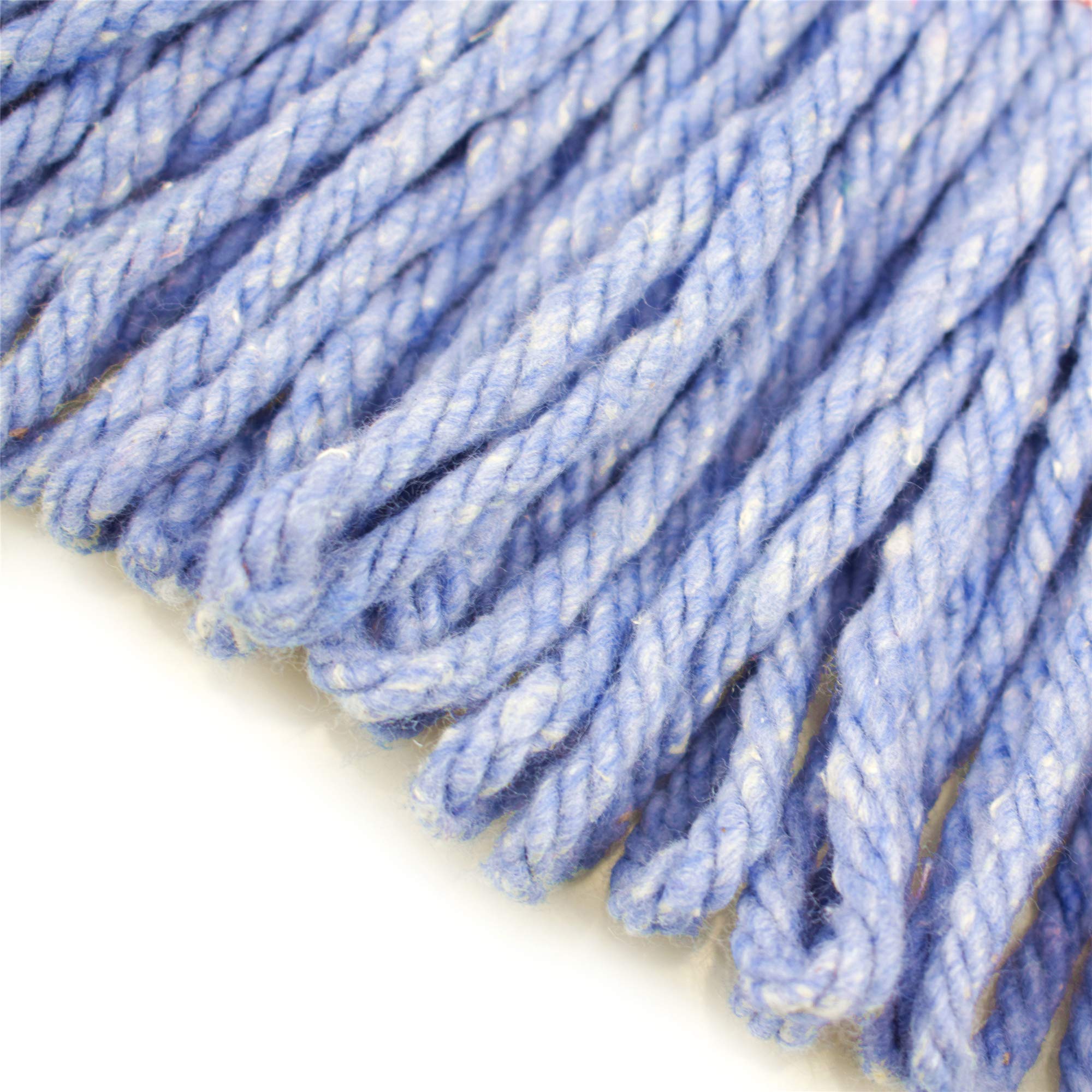 String Mop Heads Replacement Heavy Duty Commercial Grade Blue Cotton Looped End Wet Industrial Cleaning Mop Head Refills (3, Medium)