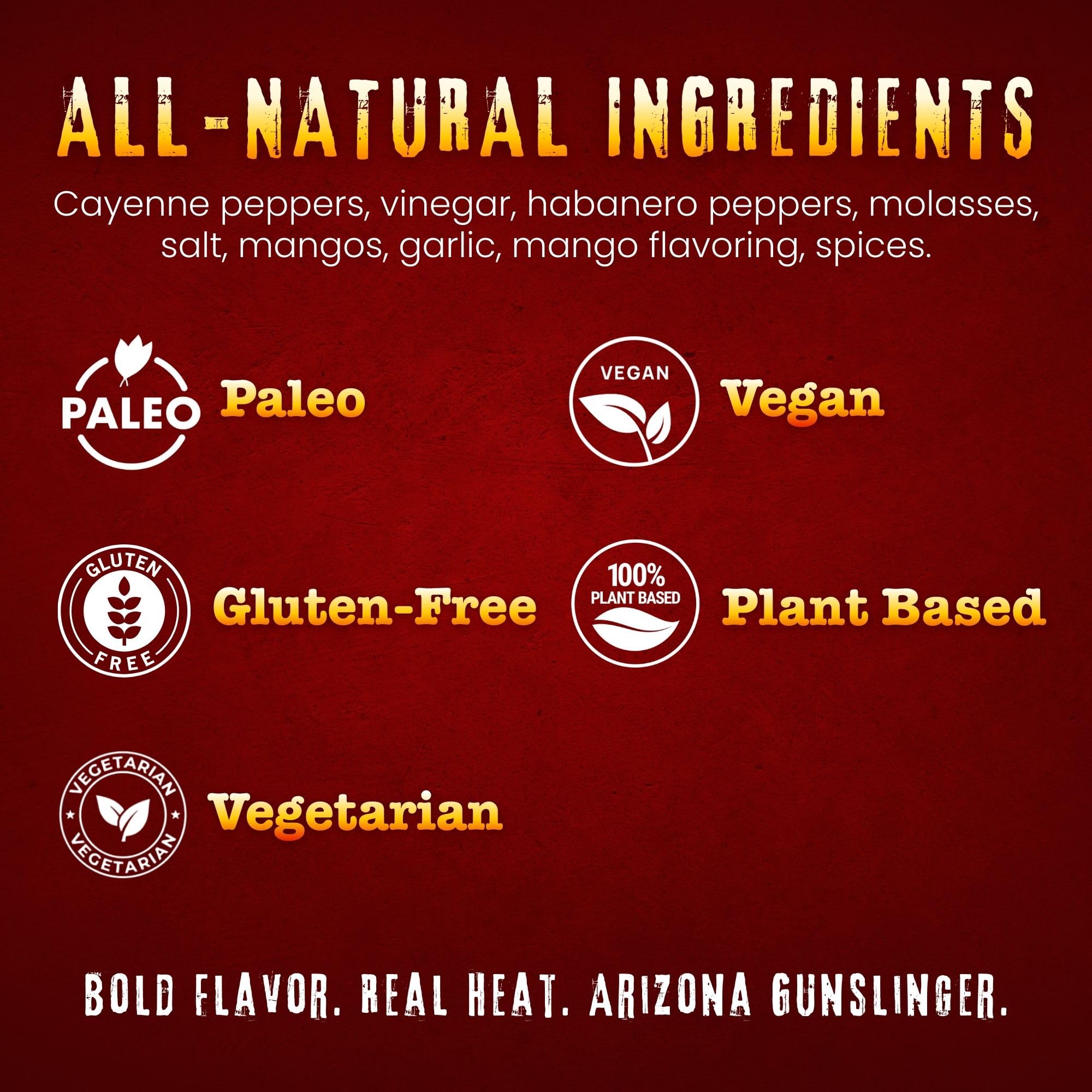 Arizona Gunslinger Habanero Mango Buffalo Wing Sauce Hot & Sweet - Spicy Condiment with Real Peppers and Mango Habanero Sauce, Organic Sweet Chili