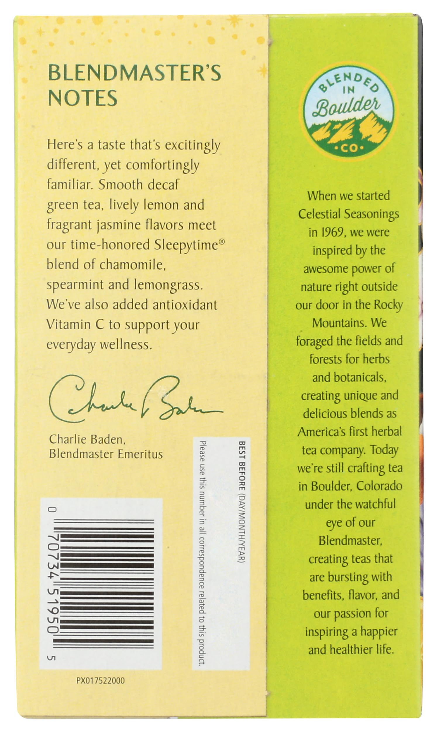 Celestial Seasonings Green Tea, Sleepytime Decaf Lemon Jasmine, 20 Count
