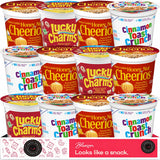 Cereal Cups Variety Pack - Single Serve Breakfast Cereal Assortment - Honey Nut Cheerios, Lucky Charms, Cinnamon Toast Crunch - Care Package Gift Box