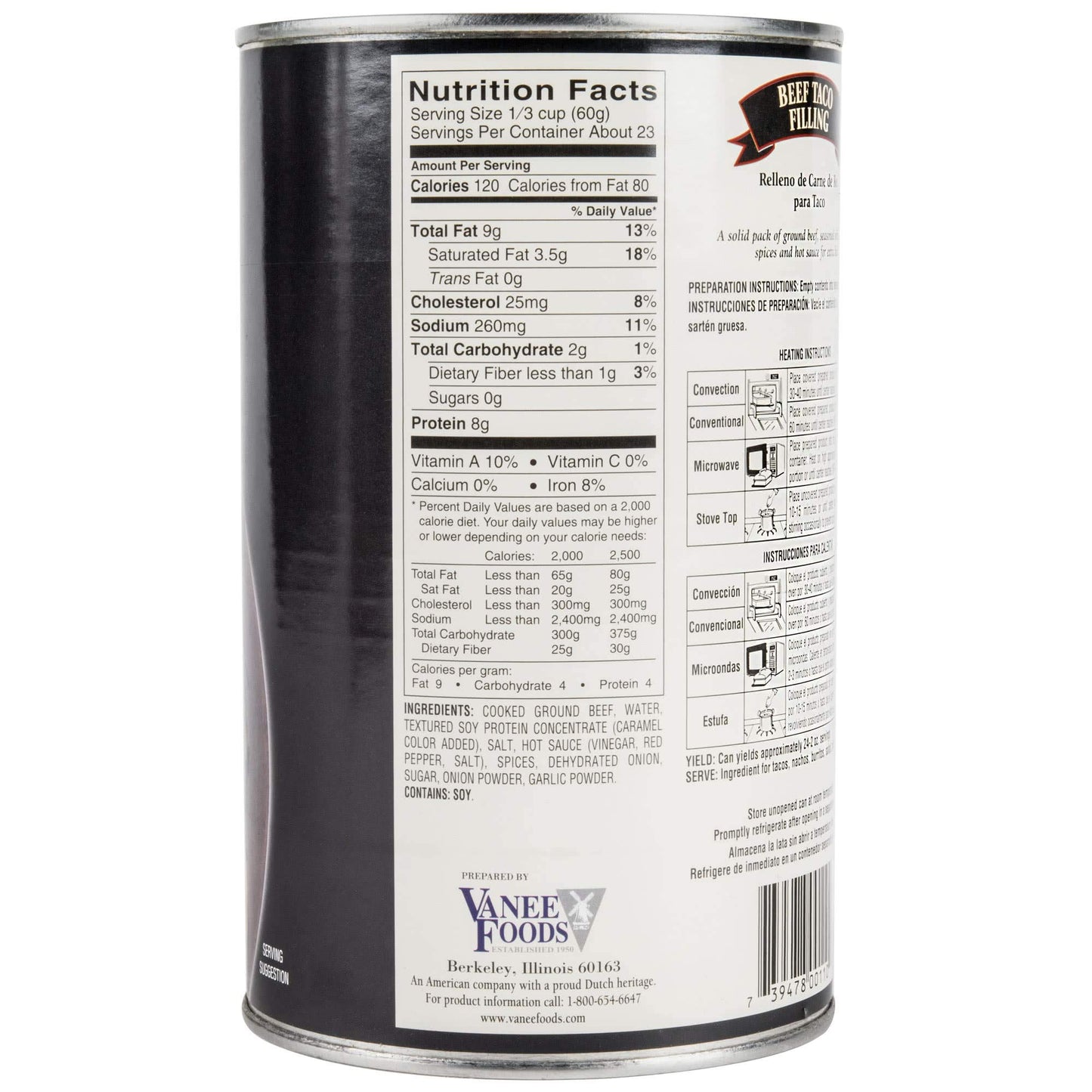 TableTop King 356T3 48 oz. Can Beef Taco Filling - 6/Case