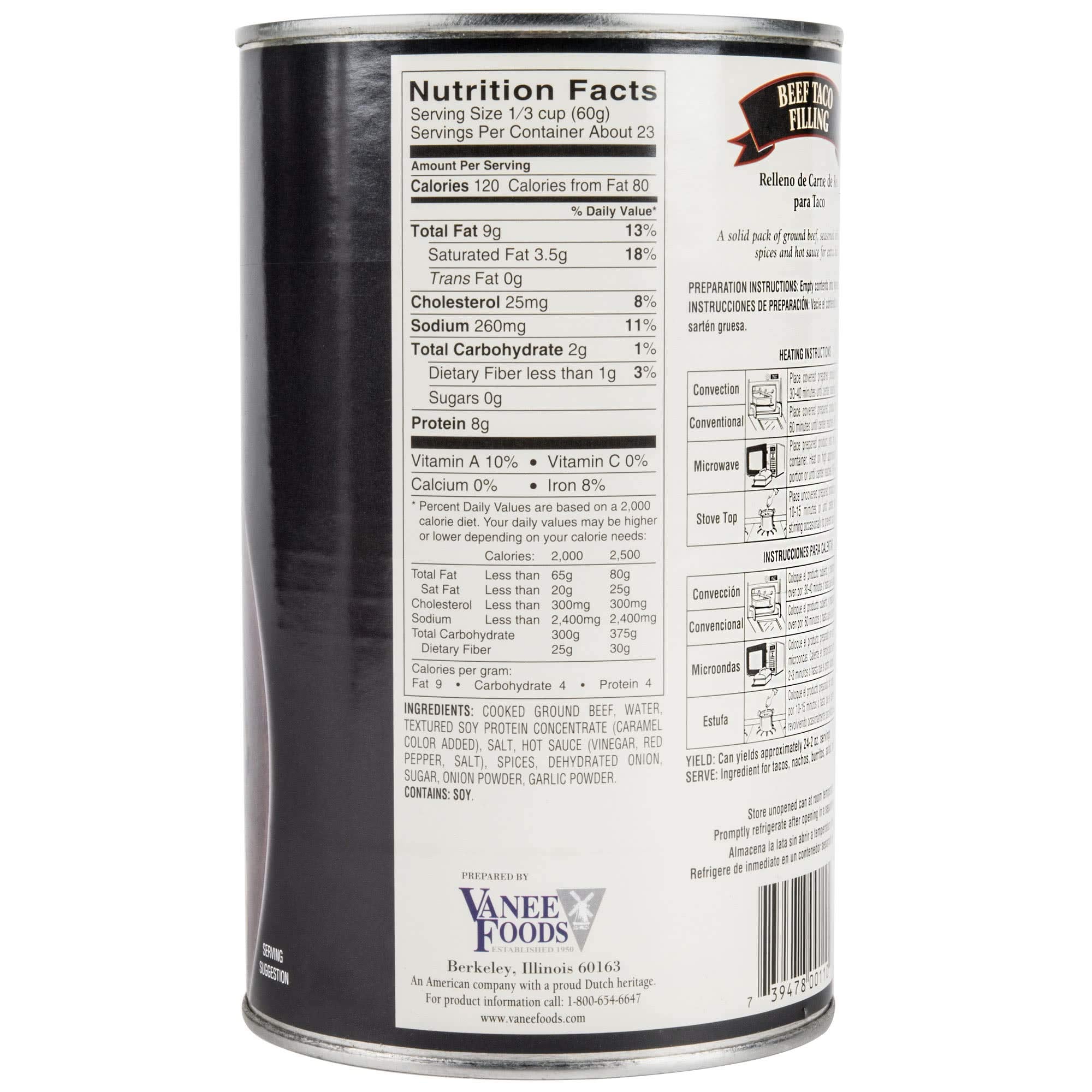 TableTop King 356T3 48 oz. Can Beef Taco Filling - 6/Case