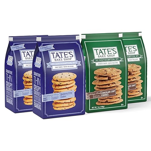 Tate's Bake Shop Blueberry Crisp and Chocolate Chip Cookies Variety Pack, 4 Bags