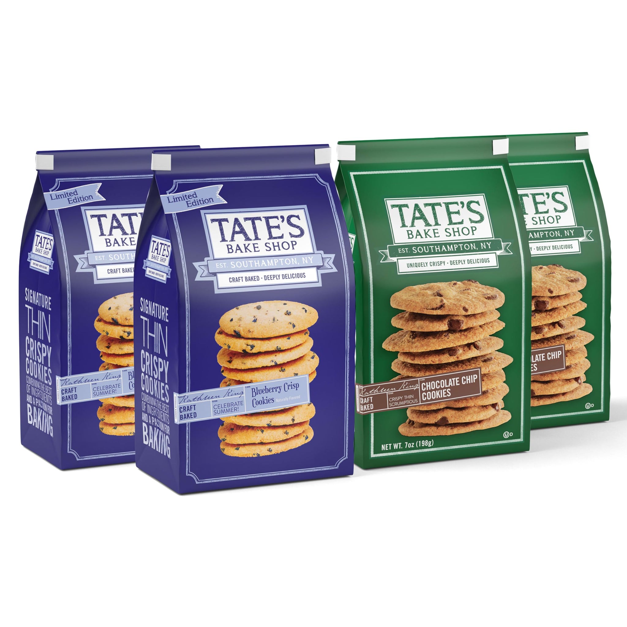 Tate's Bake Shop Blueberry Crisp and Chocolate Chip Cookies Variety Pack, 4 Bags