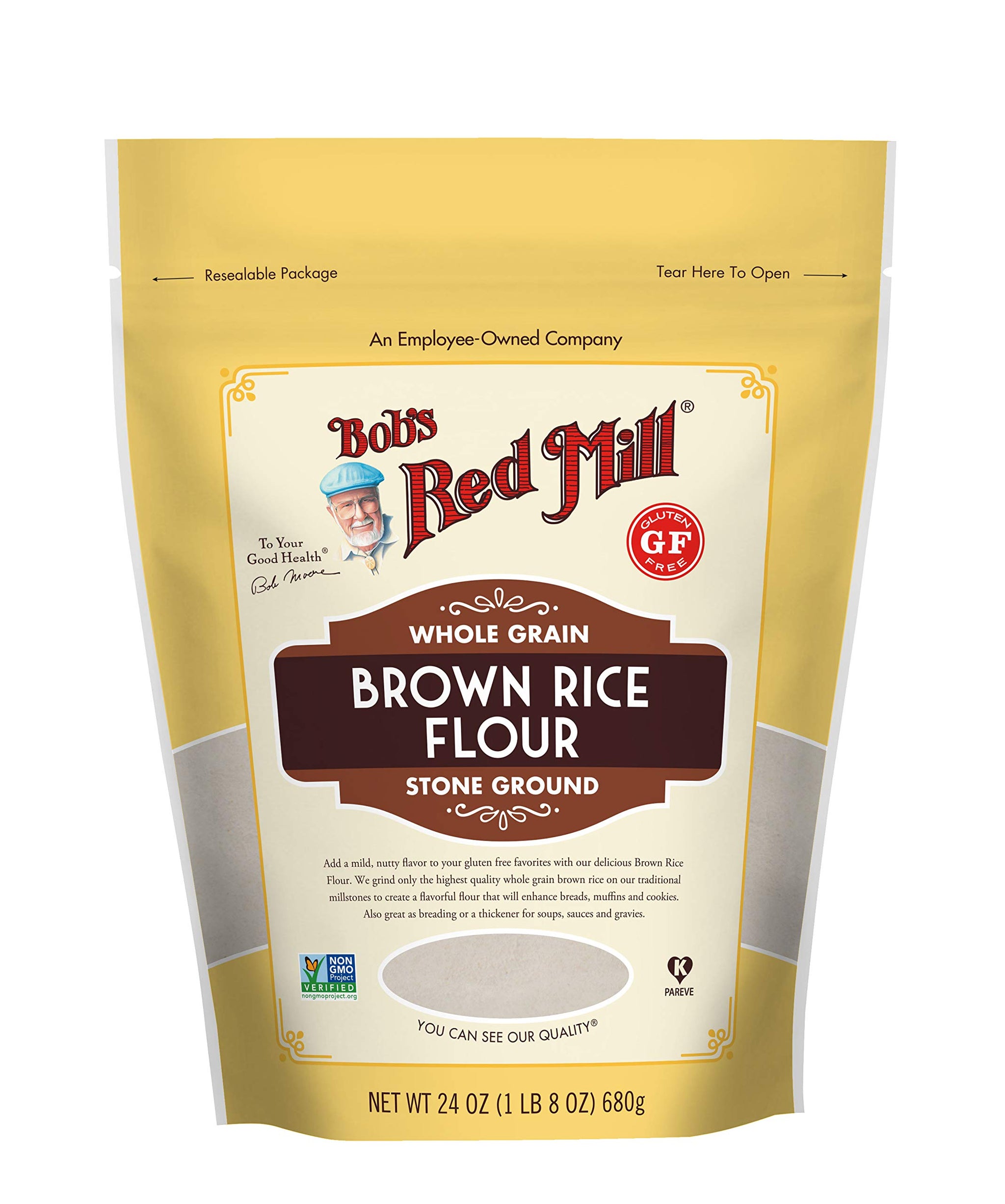 Bob's Red Mill Brown Rice Flour, 24oz (Pack of 1) - Non GMO, Whole Grain, Vegan, Kosher