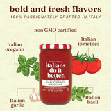 Italians Do It Better Garlic'issimo Garlic Marinara Pasta Sauce - Authentic Italian Tomatoes with Basil, Garlic, Oregano & White Pepper - No Sugar