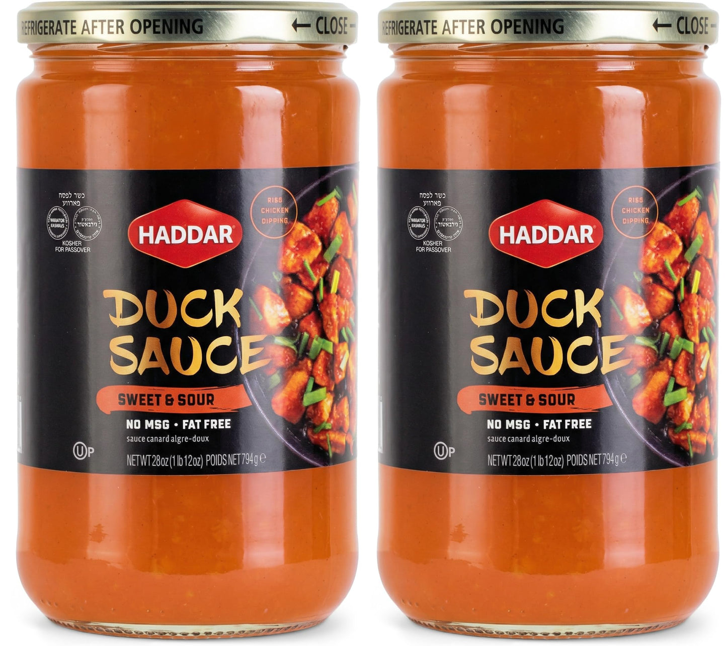 Haddar Sweet & Sour Duck Sauce, 28 oz (2 Pack) | Authentic Asian Style | No MSG | Perfect for Egg Rolls, Spring Rolls, Wontons, Chicken, Fish & Stir