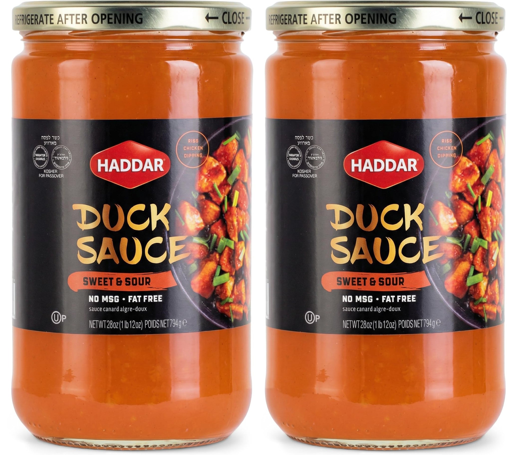 Haddar Sweet & Sour Duck Sauce, 28 oz (2 Pack) | Authentic Asian Style | No MSG | Perfect for Egg Rolls, Spring Rolls, Wontons, Chicken, Fish & Stir