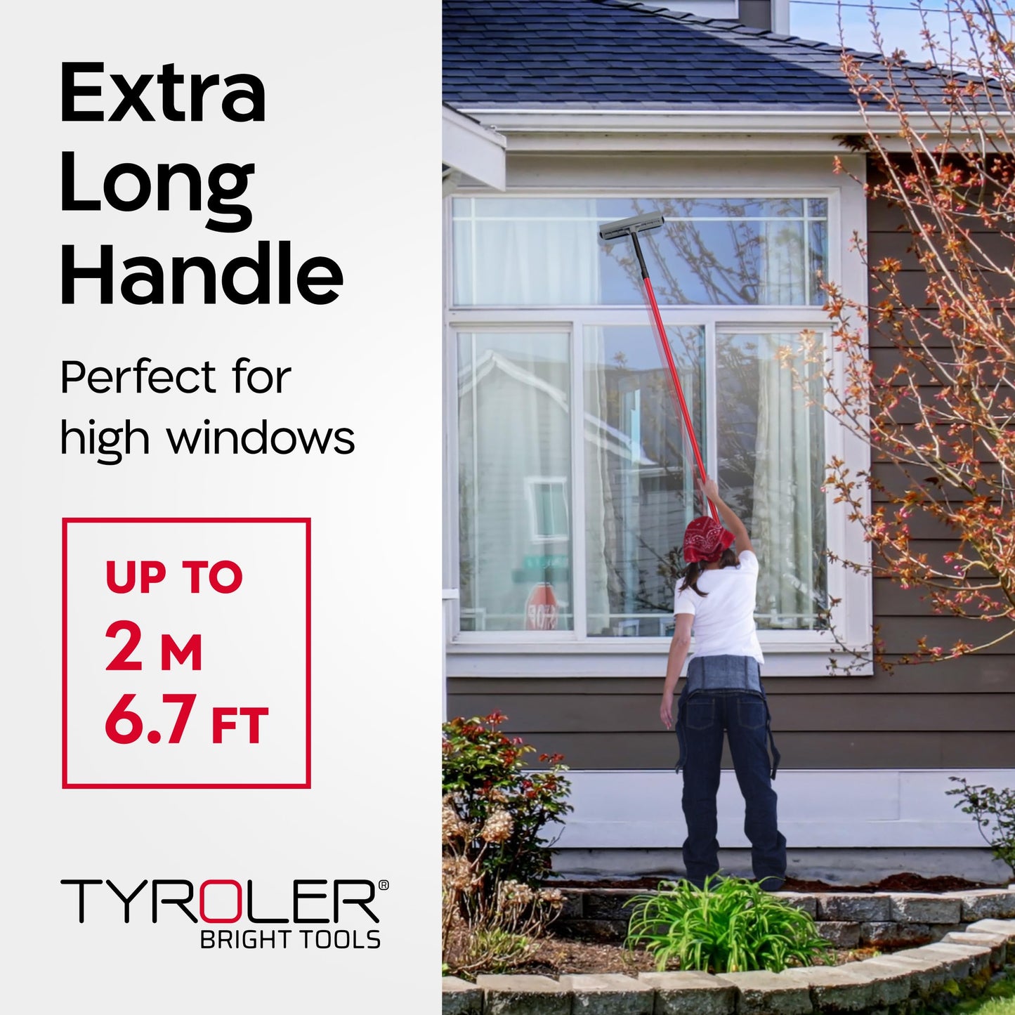 Tyroler Professional Window Squeegee for Home, 12"-80" Long Squeegee for Window Cleaning, 2-in-1 Window Cleaning Squeegee Kit, Indoor & Outdoor Window