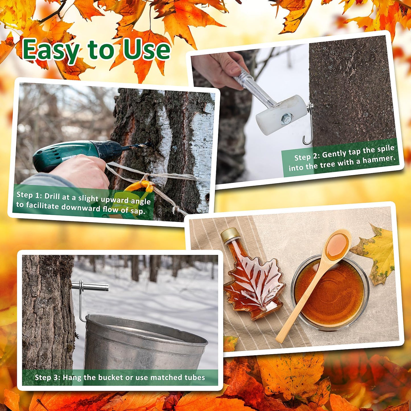 ARGCONNER Maple Syrup Tapping Kit - (6) Stainless Steel Spiles and Hooks, (6) 3-ft Food Grade Tubing, (6) 1-Quart Syrup Pre-Filters, (2) Spile
