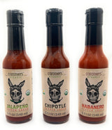 O'Brothers Organic Pepper Sauce 5oz - 3 bottles (Variety Set - Jalapeno, Habanero & Chipotle)