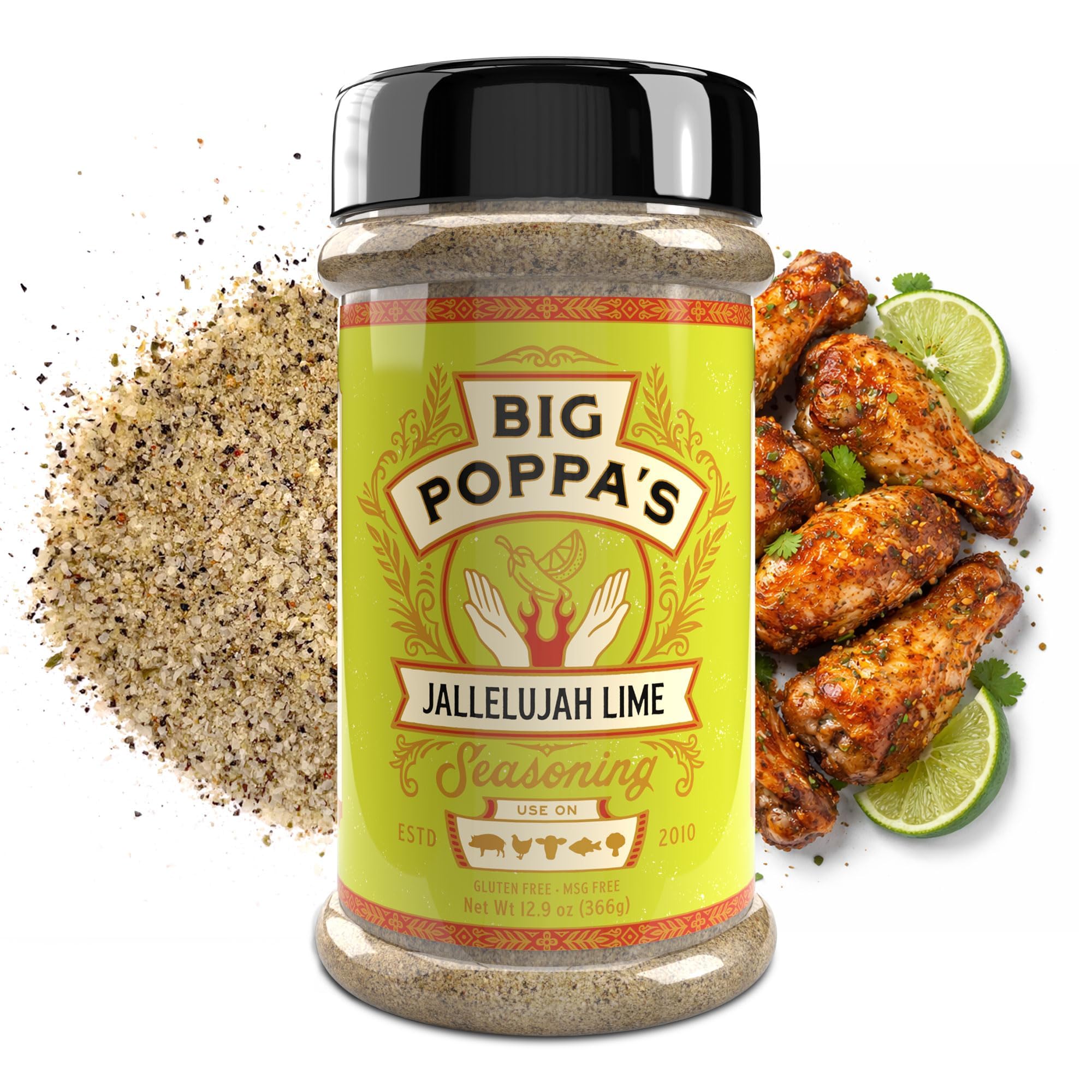 Big Poppa’s Jallelujah Lime Seasoning Salt - Bold Lime & Jalapeño Citrus Spice Blend for Tacos, Chicken, Shrimp & Cocktails - Flavor-Packed Seasoning