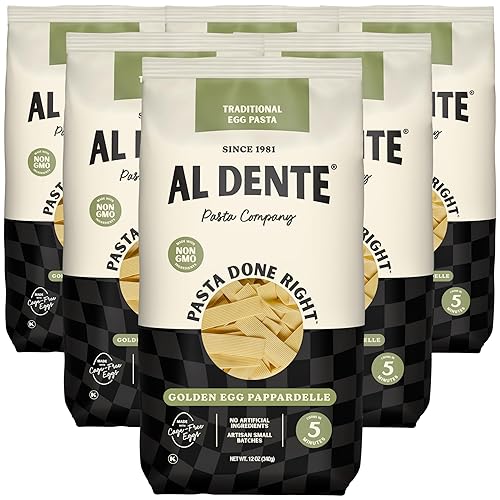 Al Dente Golden Egg Pappardelle - All-Natural, Hand-Crafted Egg Pasta. Traditional Pasta Noodles Made with Cage-Free Eggs and Semolina. (Packaging May